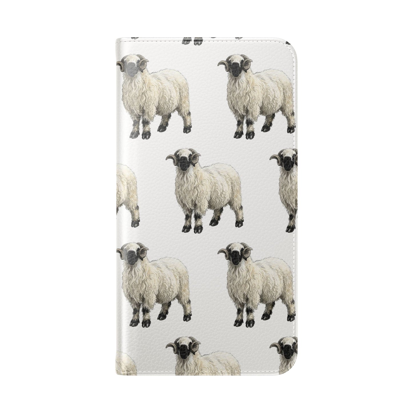 Valais Blacknose Sheep Pattern Flip Phone Case – Cute Farm Animal Wallet Cover