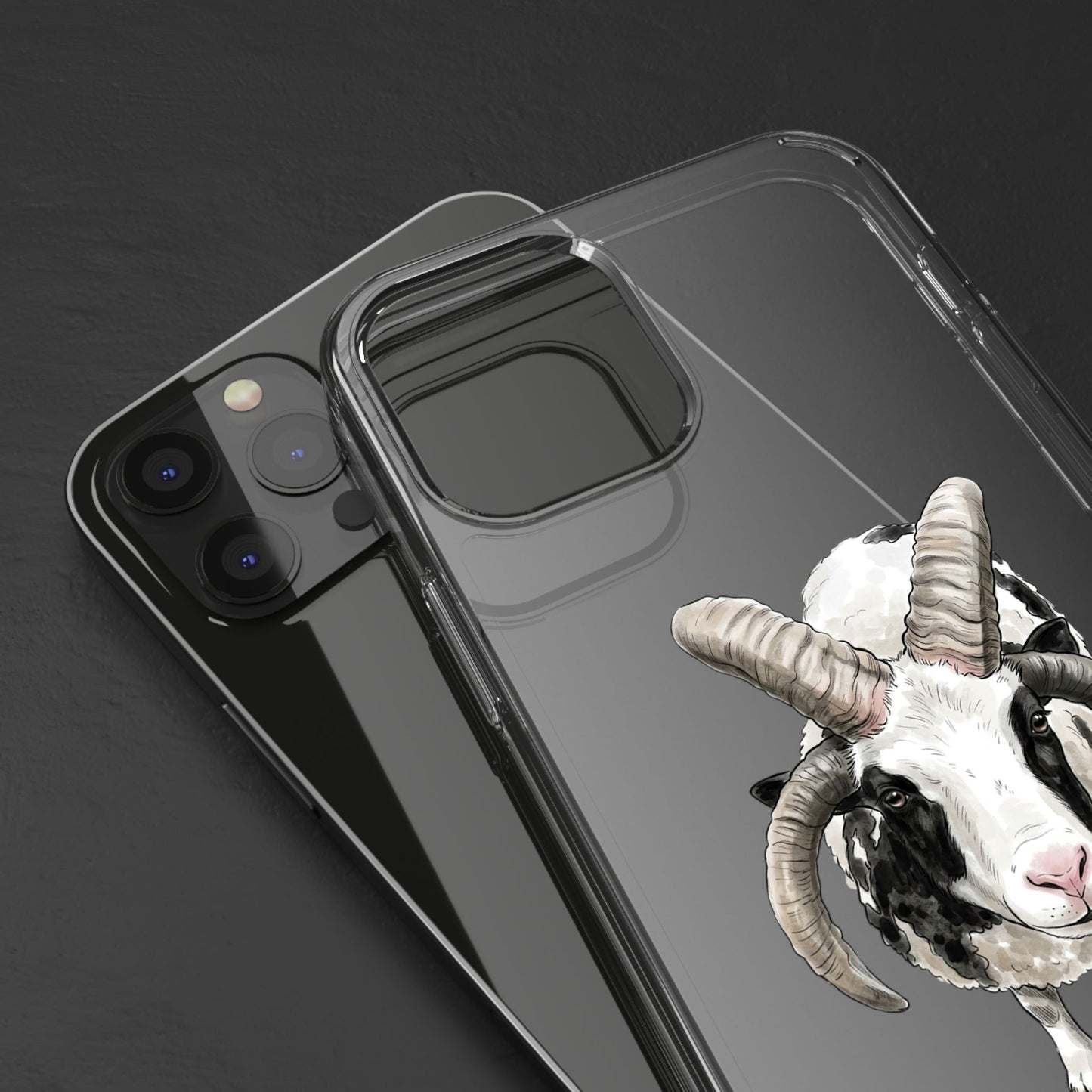 Jacob Sheep Clear Phone Case — Cute Goat Illustration Clear Case for Sheep Lovers