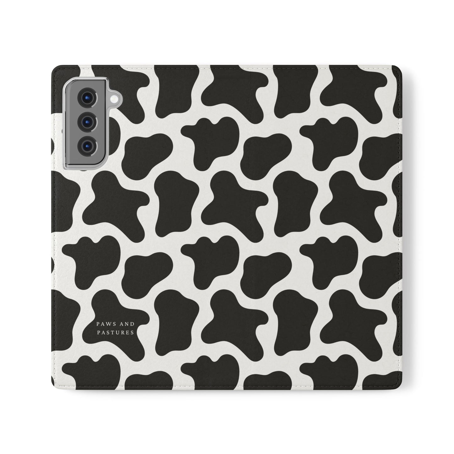 Cow Print Flip Phone Case — Black & White Wallet Flip Case