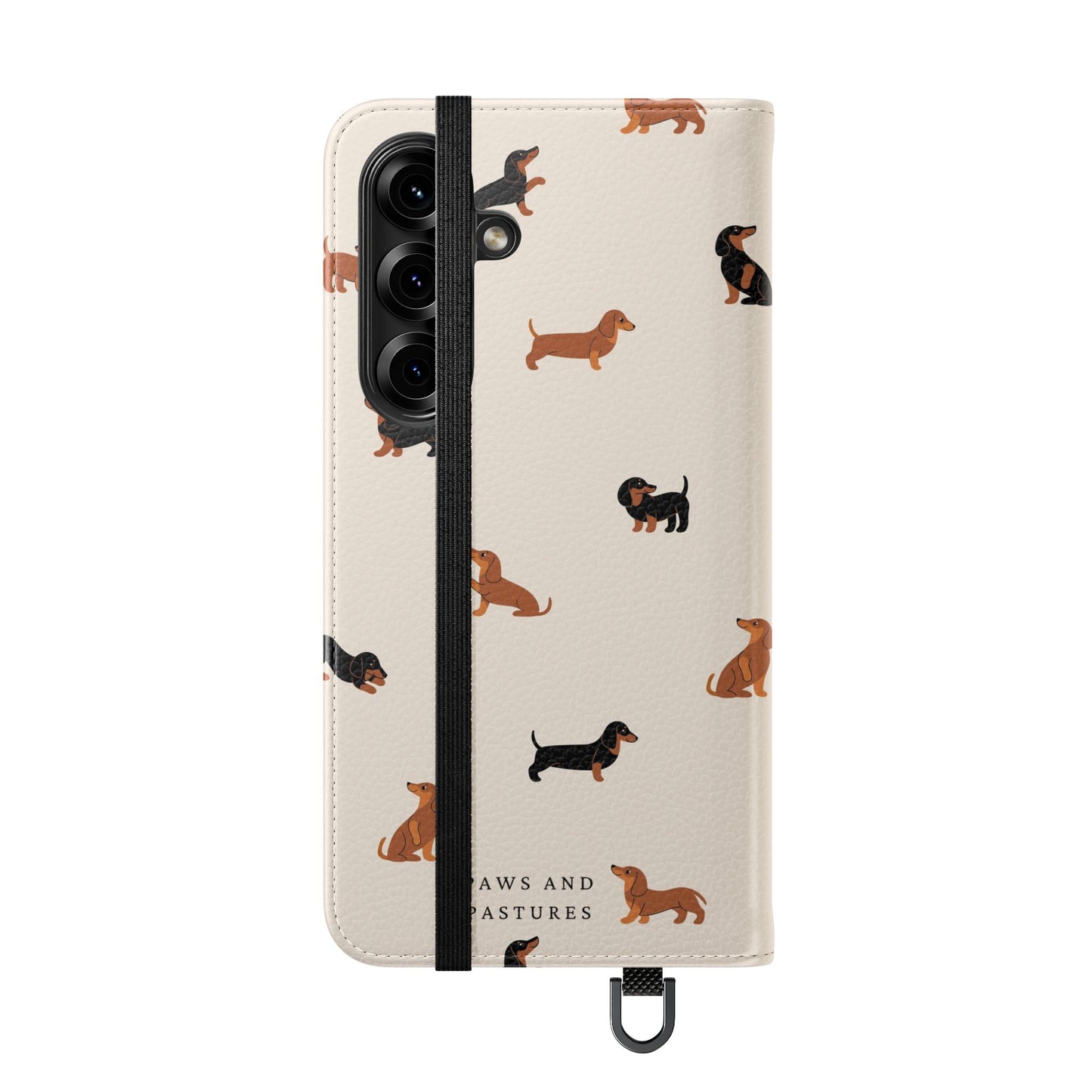 Dachshund Pattern Flip Phone Case — Wallet Folio with Card Slots