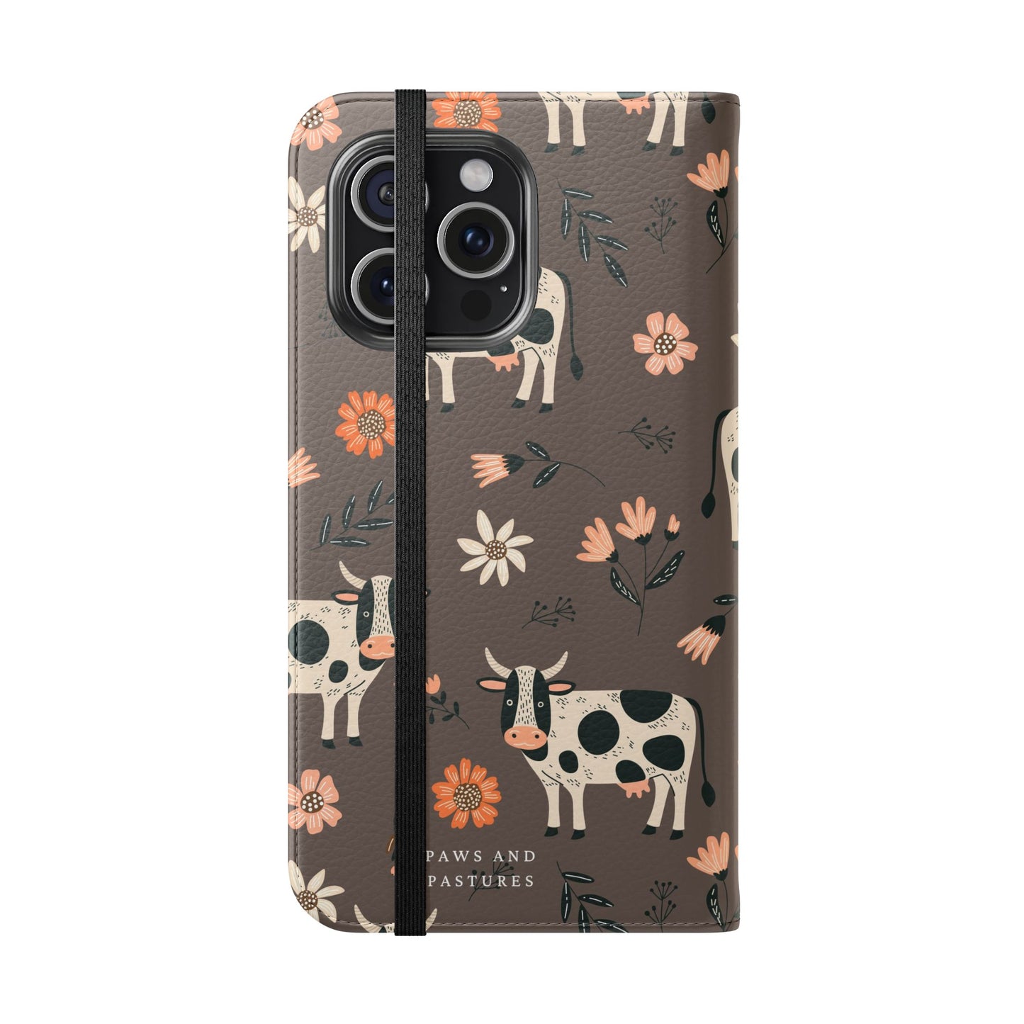 Cow Floral Flip Phone Case – Folklore Farm Pattern Wallet Case