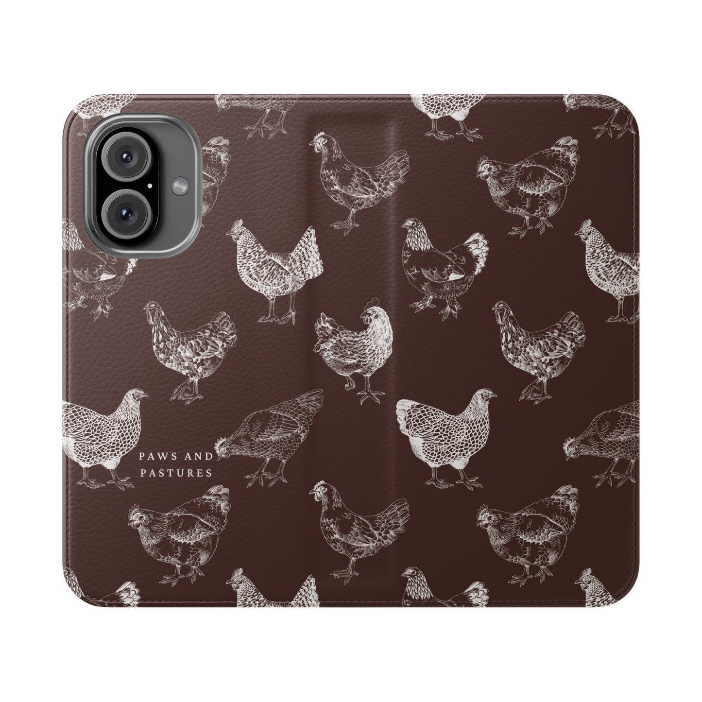 Chicken Pattern Flip Phone Case – Rustic Farmhouse Wallet Cover