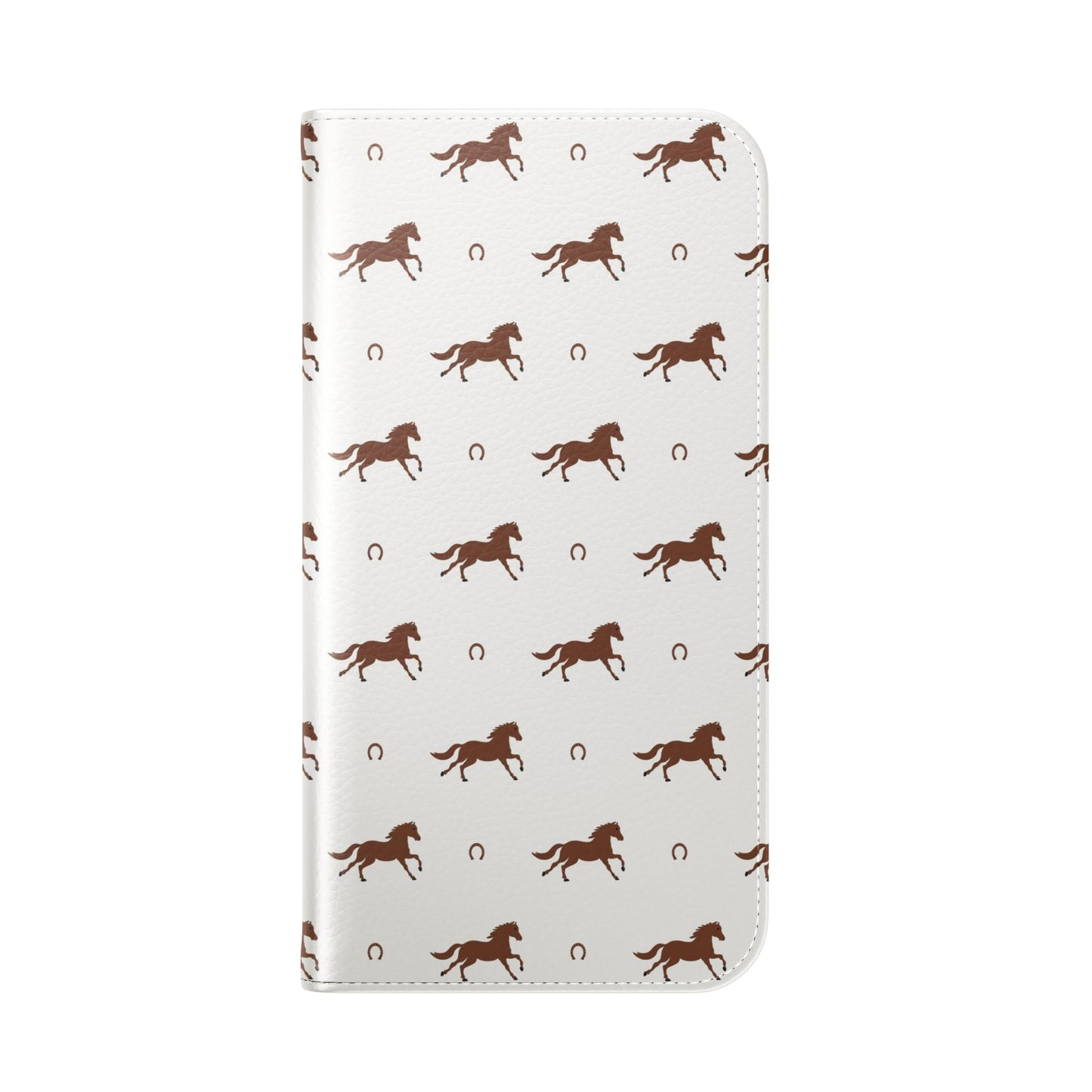 Horse Pattern Flip Case — Leather Wallet Phone Cover with Galloping Horses
