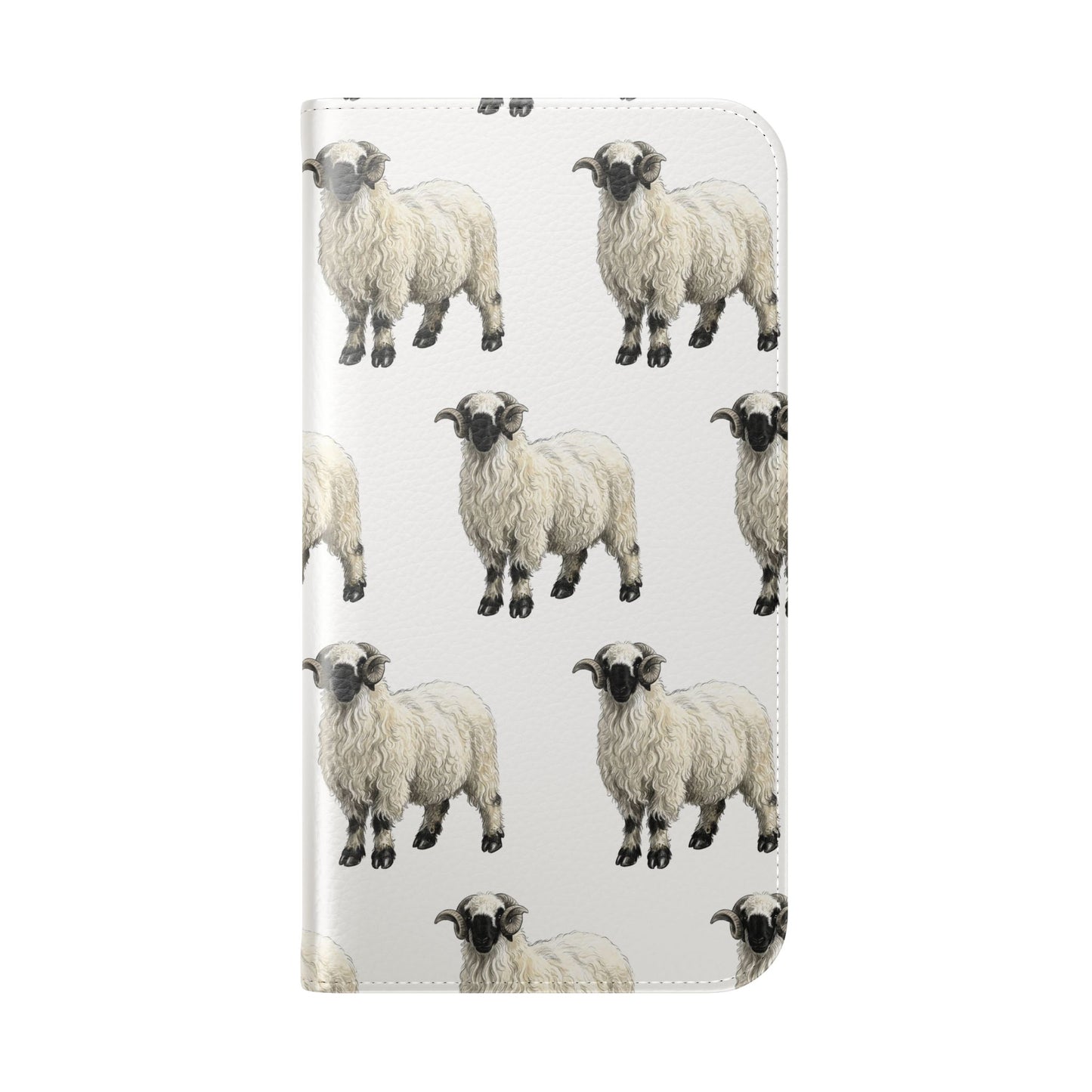 Valais Blacknose Sheep Pattern Flip Phone Case – Cute Farm Animal Wallet Cover