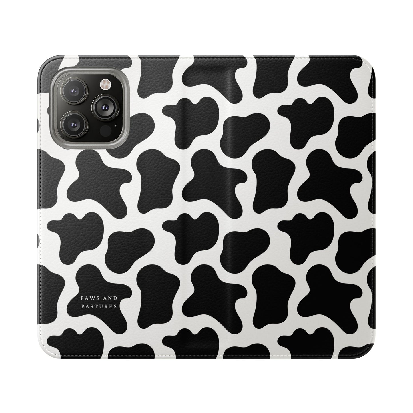Cow Print Flip Phone Case — Black & White Wallet Flip Case