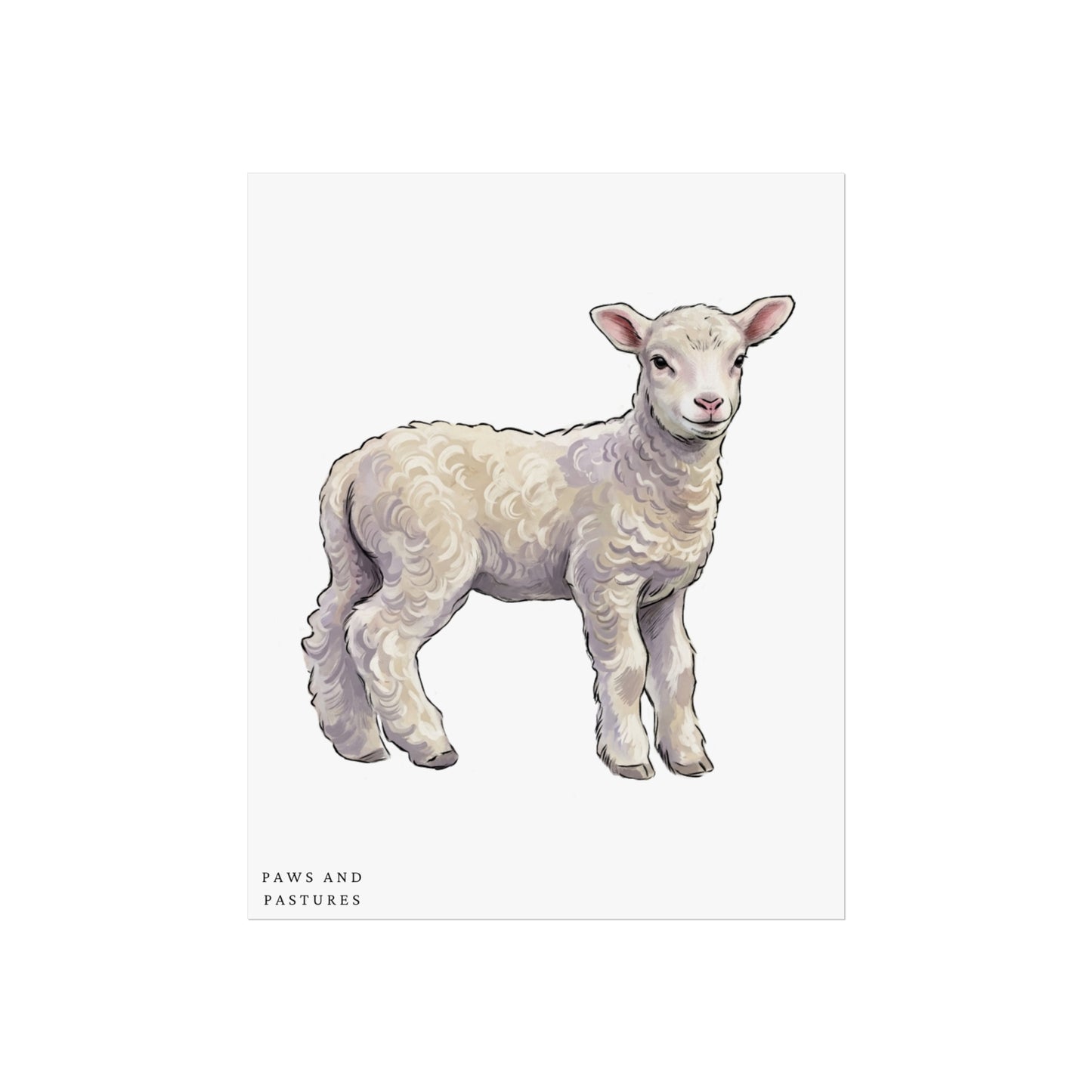 Lamb Illustration Fine Art Poster — Watercolor Nursery Wall Art