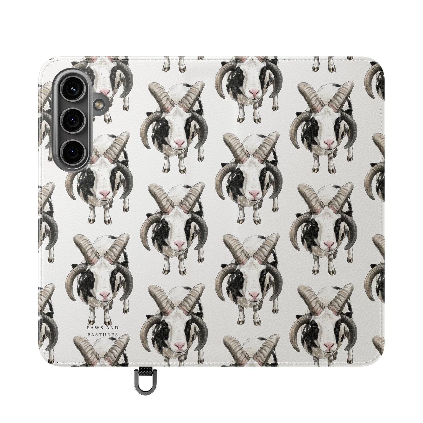 Jacob Sheep Pattern Flip Phone Case — Cute Farm Animal Wallet Cover