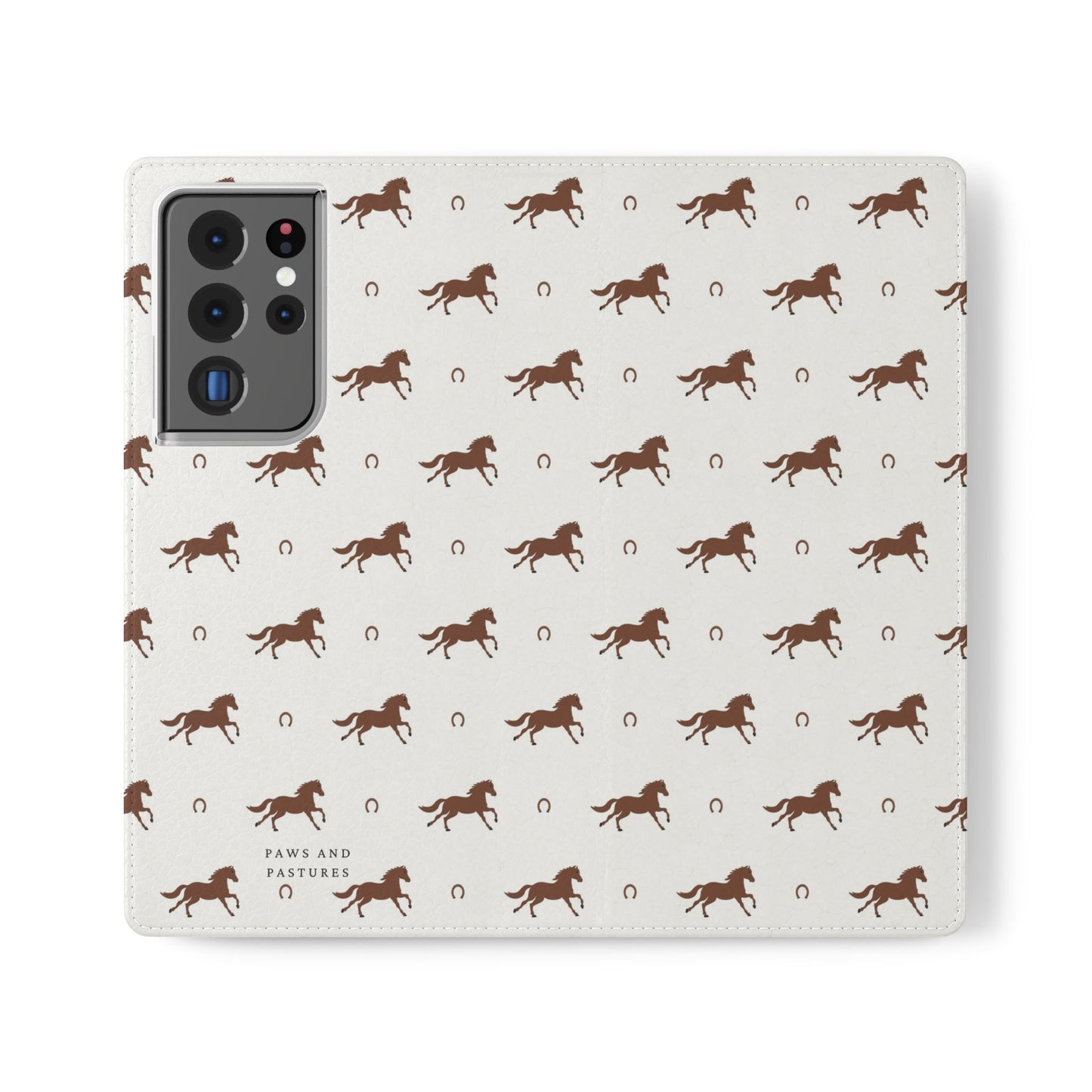 Horse Pattern Flip Case — Leather Wallet Phone Cover with Galloping Horses