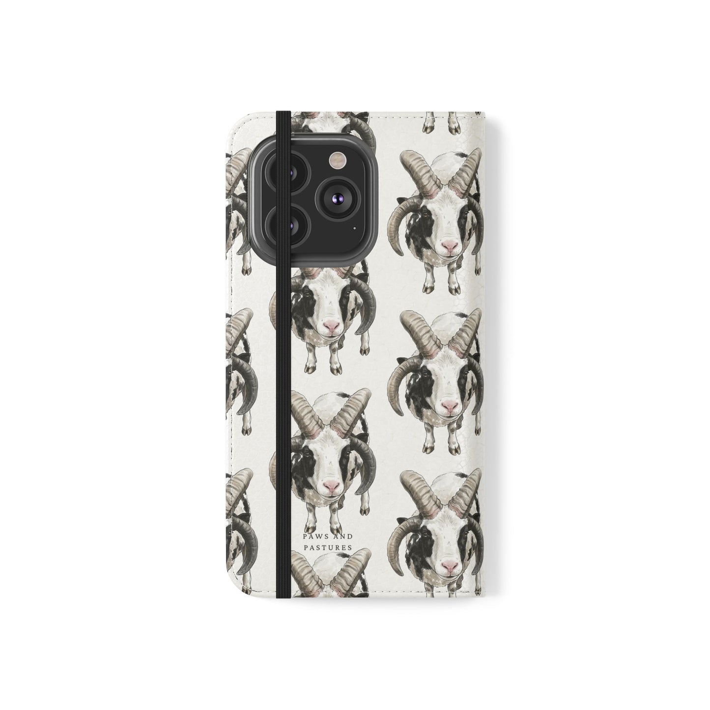 Jacob Sheep Pattern Flip Phone Case — Cute Farm Animal Wallet Cover