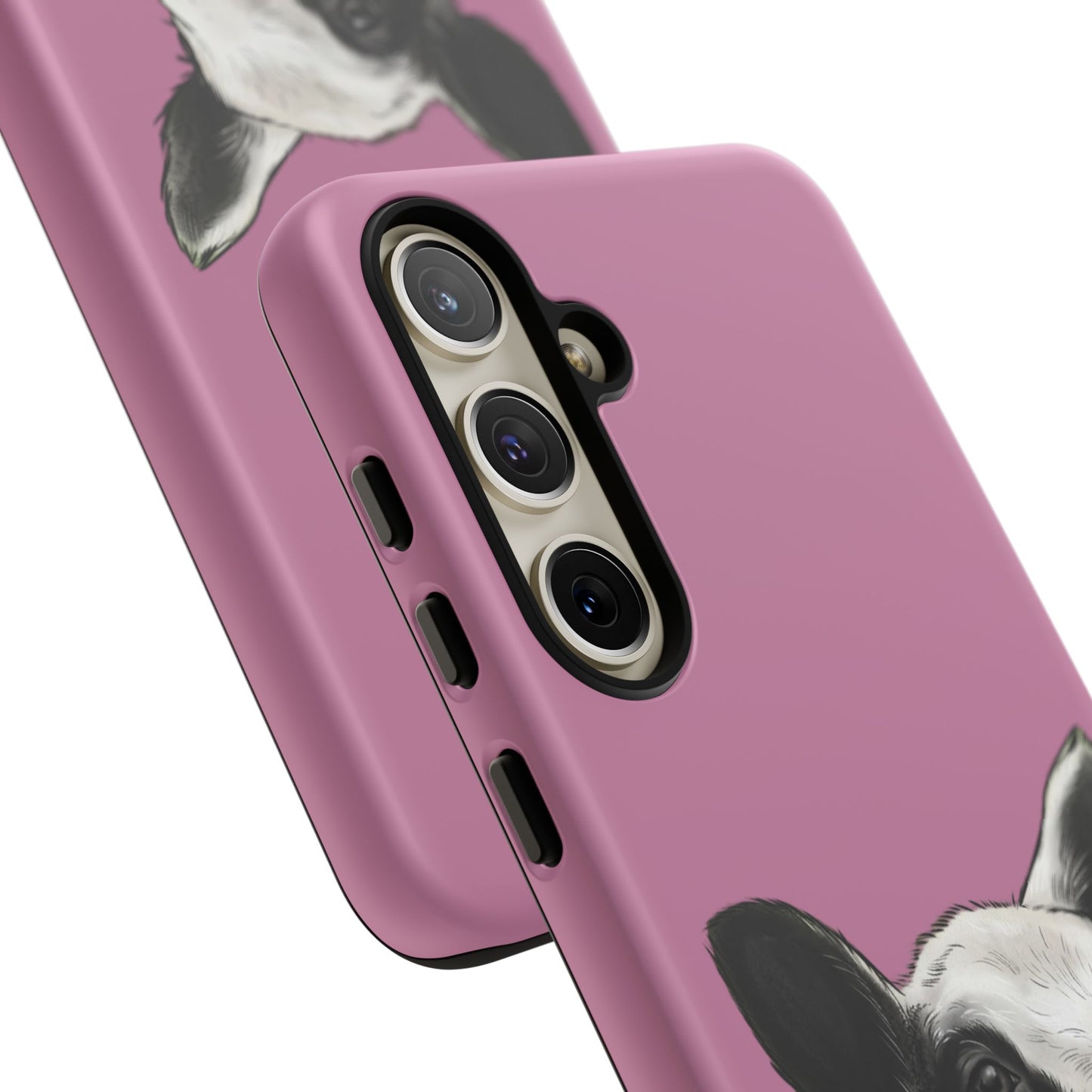 Pink Dutch Spotted Sheep Portrait Phone Case - Black & White Lamb Illustration Protective Cover