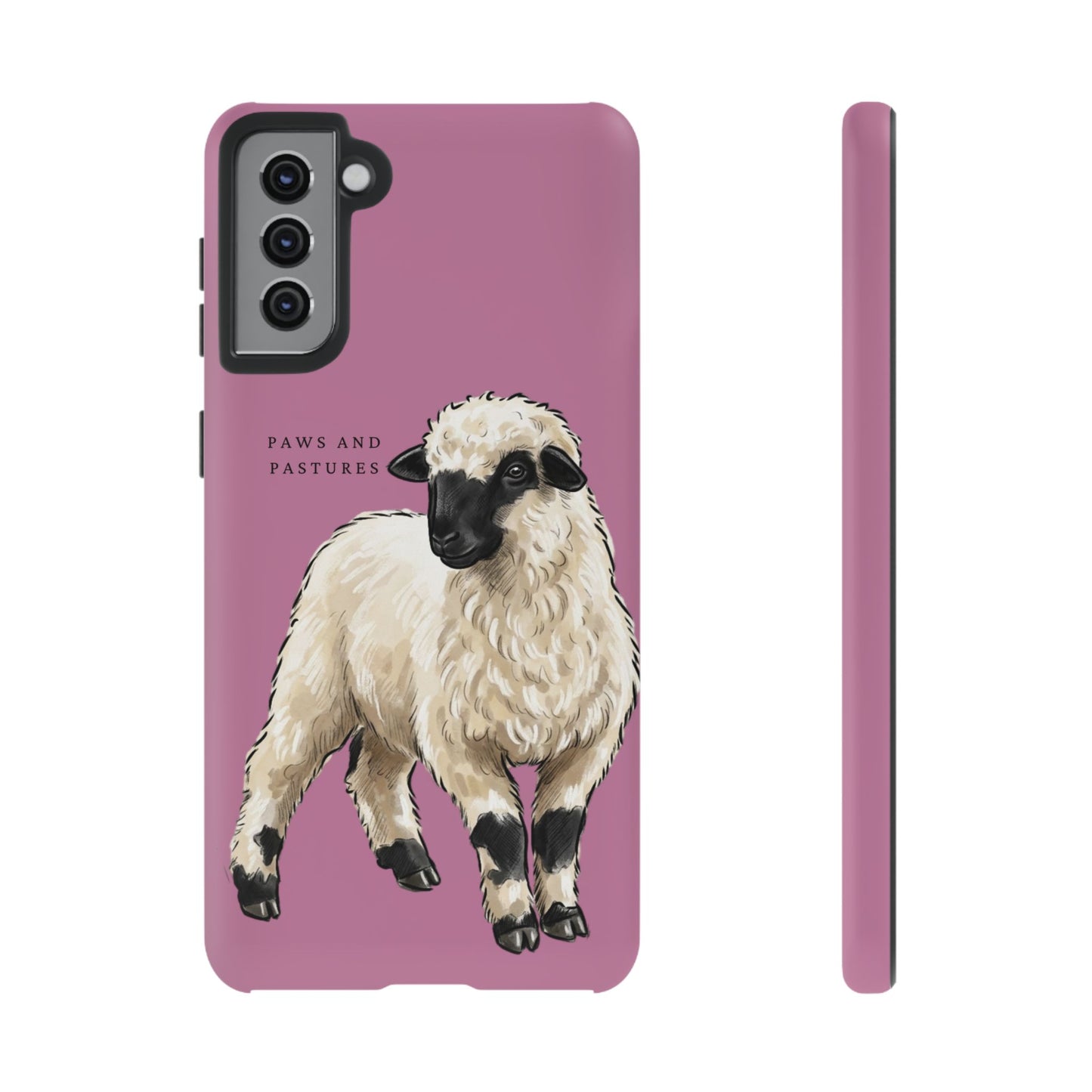 Pink Valais Blacknose Sheep Phone Case – 'Paws and Pastures' Cute Lamb Protective iPhone Cover