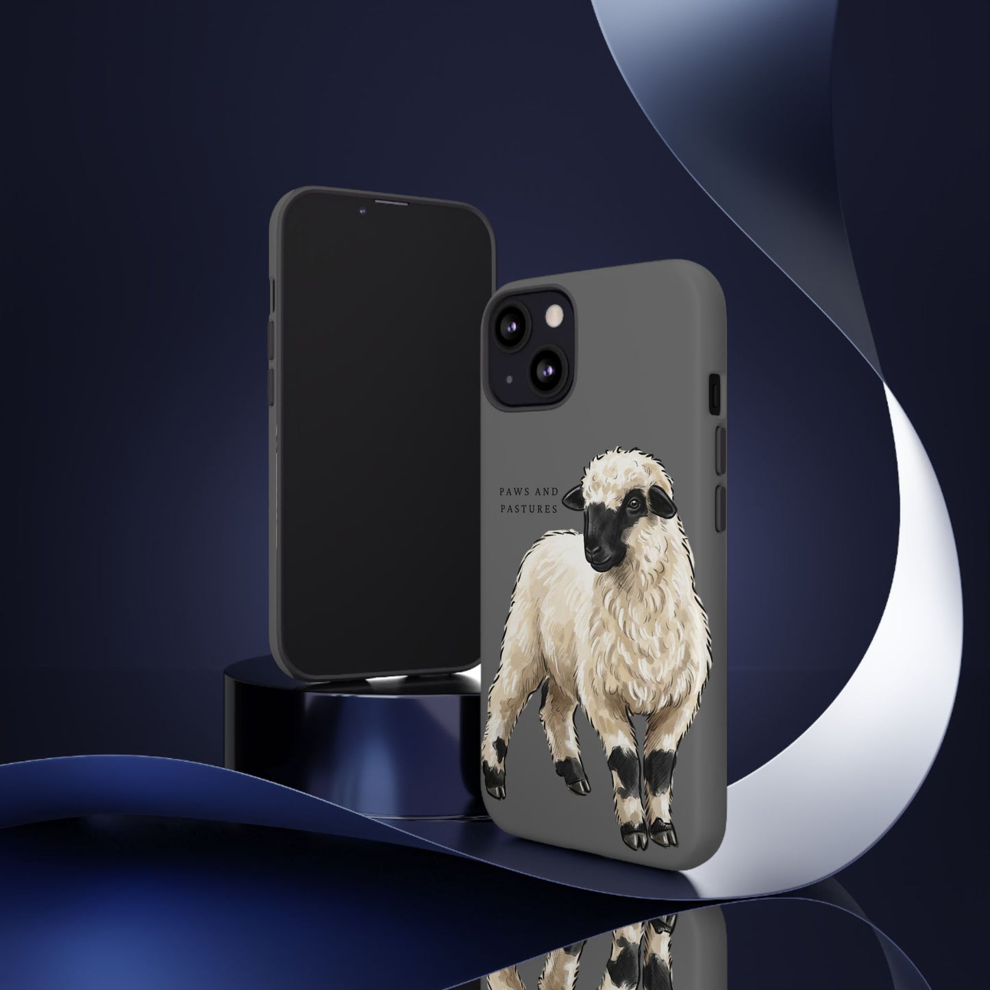 Grey Valais Blacknose Sheep Phone Case – 'Paws and Pastures' Cute Lamb Protective iPhone Cover