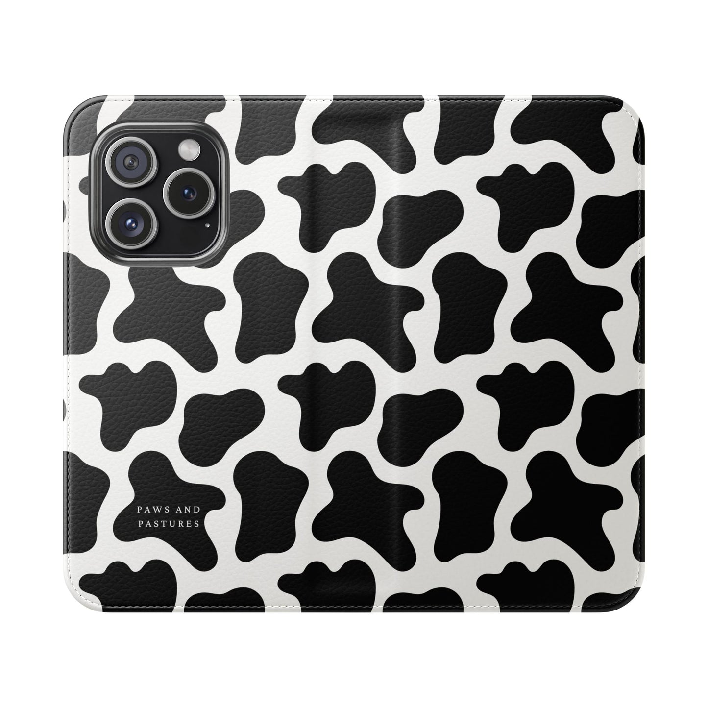 Cow Print Flip Phone Case — Black & White Wallet Flip Case