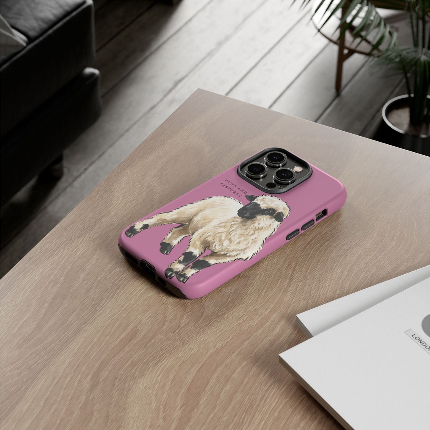 Pink Valais Blacknose Sheep Phone Case – 'Paws and Pastures' Cute Lamb Protective iPhone Cover