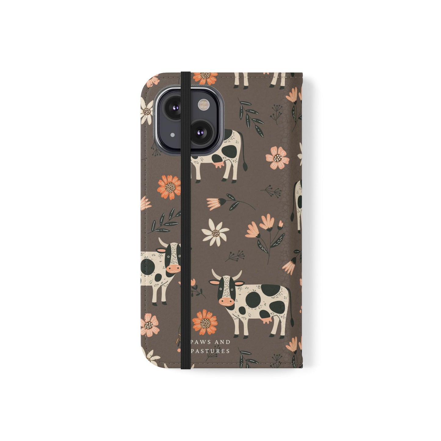 Cow Floral Flip Phone Case – Folklore Farm Pattern Wallet Case