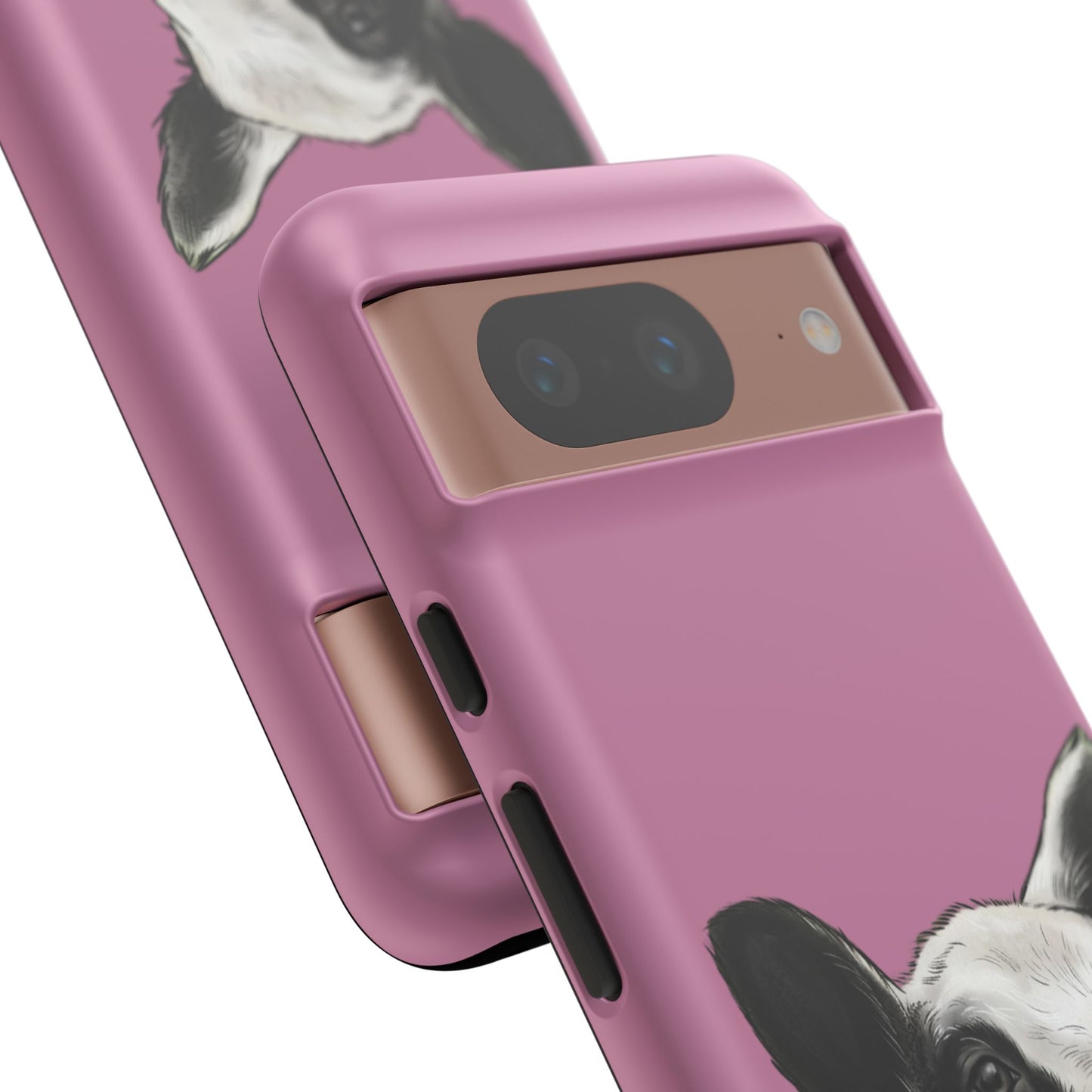 Pink Dutch Spotted Sheep Portrait Phone Case - Black & White Lamb Illustration Protective Cover