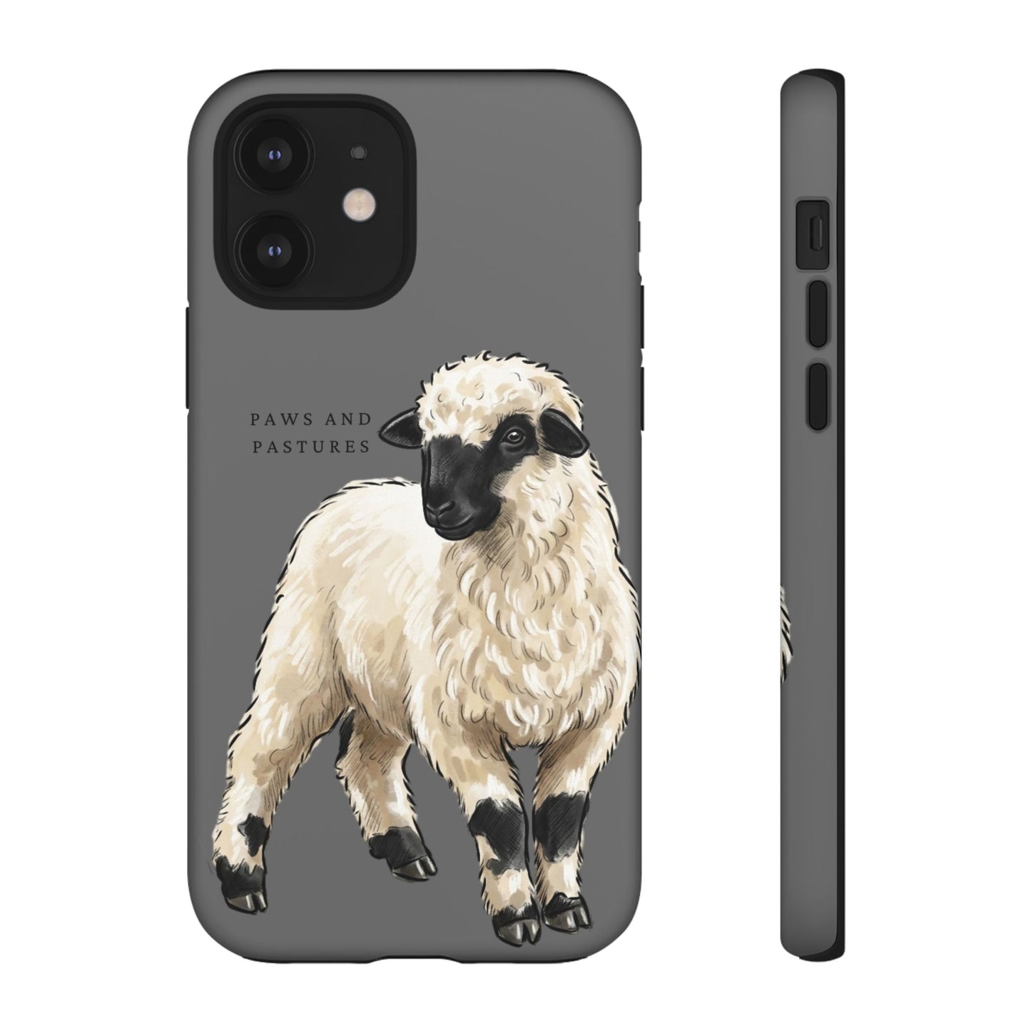 Grey Valais Blacknose Sheep Phone Case – 'Paws and Pastures' Cute Lamb Protective iPhone Cover