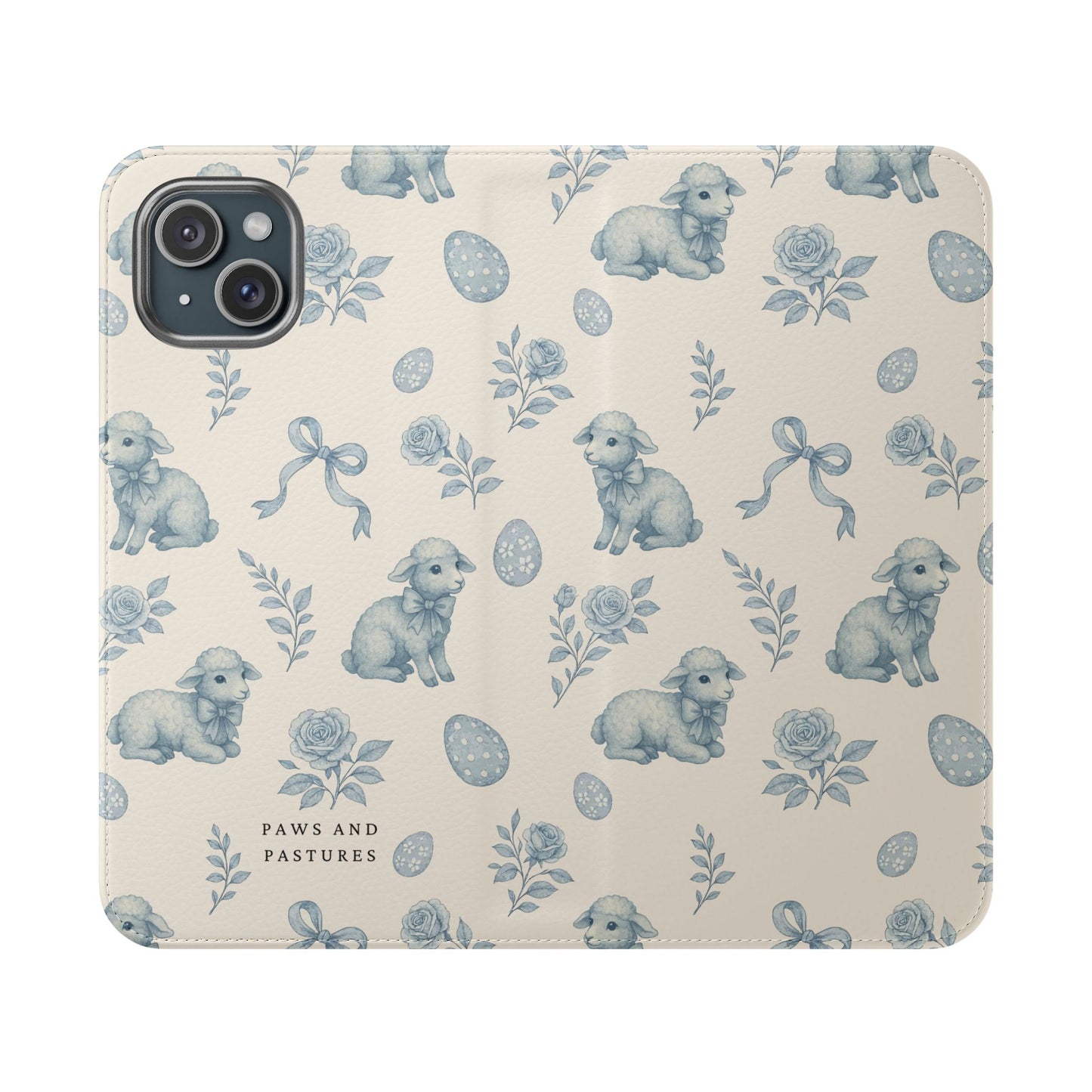 Flip Case — Pastel Blue Easter Lamb Pattern Phone Wallet