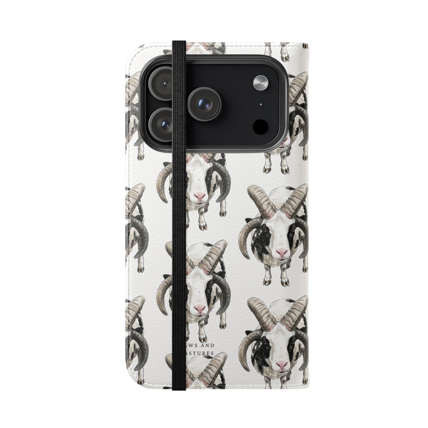 Jacob Sheep Pattern Flip Phone Case — Cute Farm Animal Wallet Cover