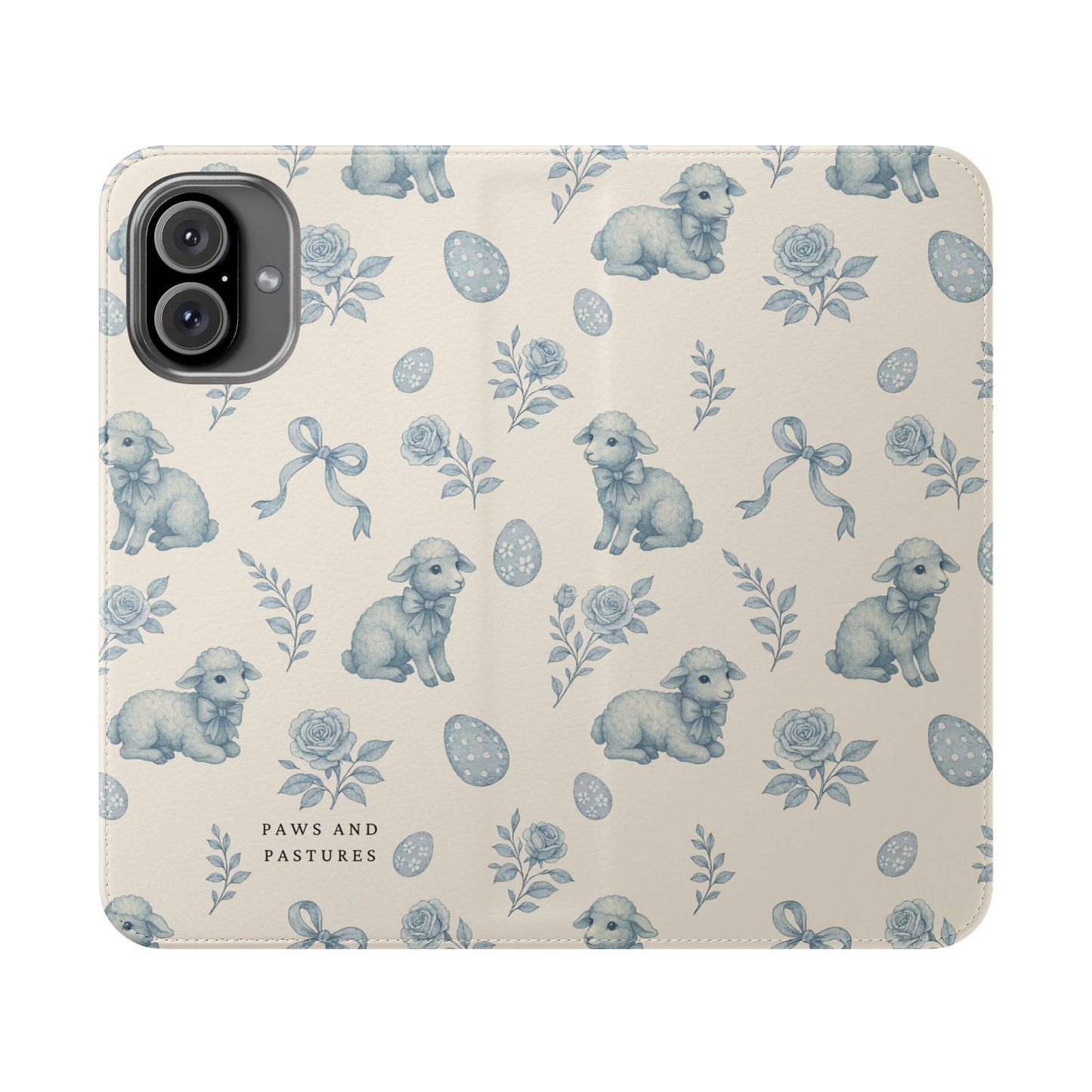 Flip Case — Pastel Blue Easter Lamb Pattern Phone Wallet