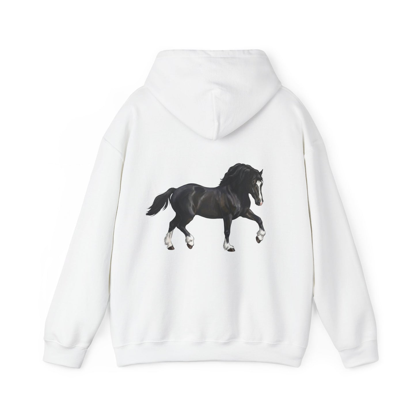 Black Horse Graphic Hoodie — Equestrian Sweatshirt with Prancing Stallion Print