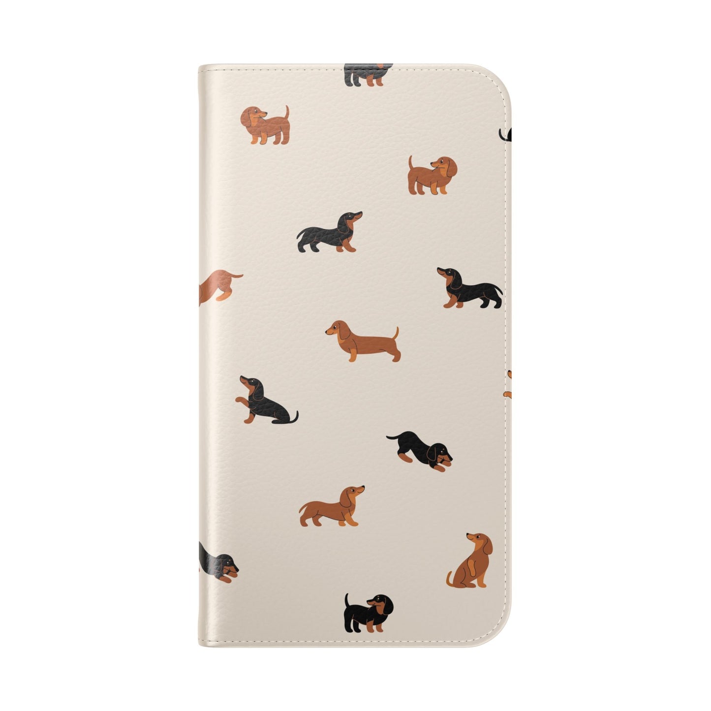 Dachshund Pattern Flip Phone Case — Wallet Folio with Card Slots