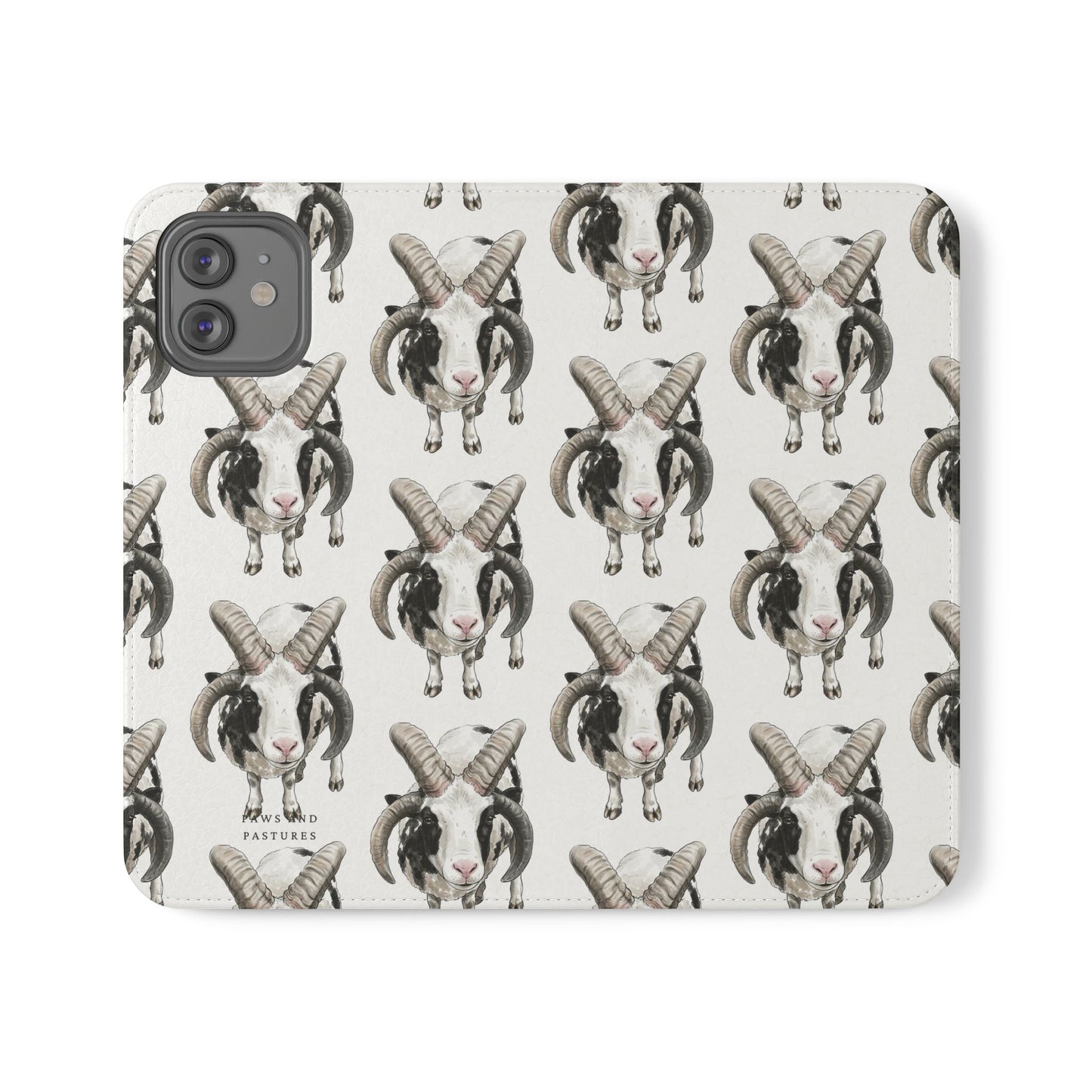 Jacob Sheep Pattern Flip Phone Case — Cute Farm Animal Wallet Cover