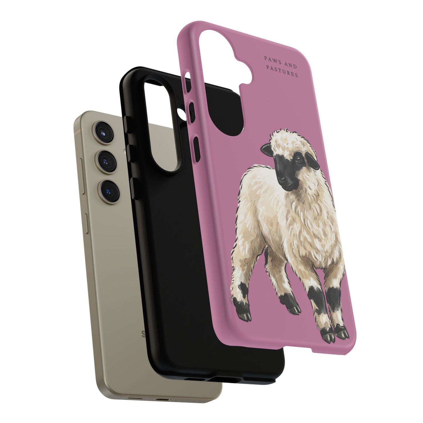 Pink Valais Blacknose Sheep Phone Case – 'Paws and Pastures' Cute Lamb Protective iPhone Cover
