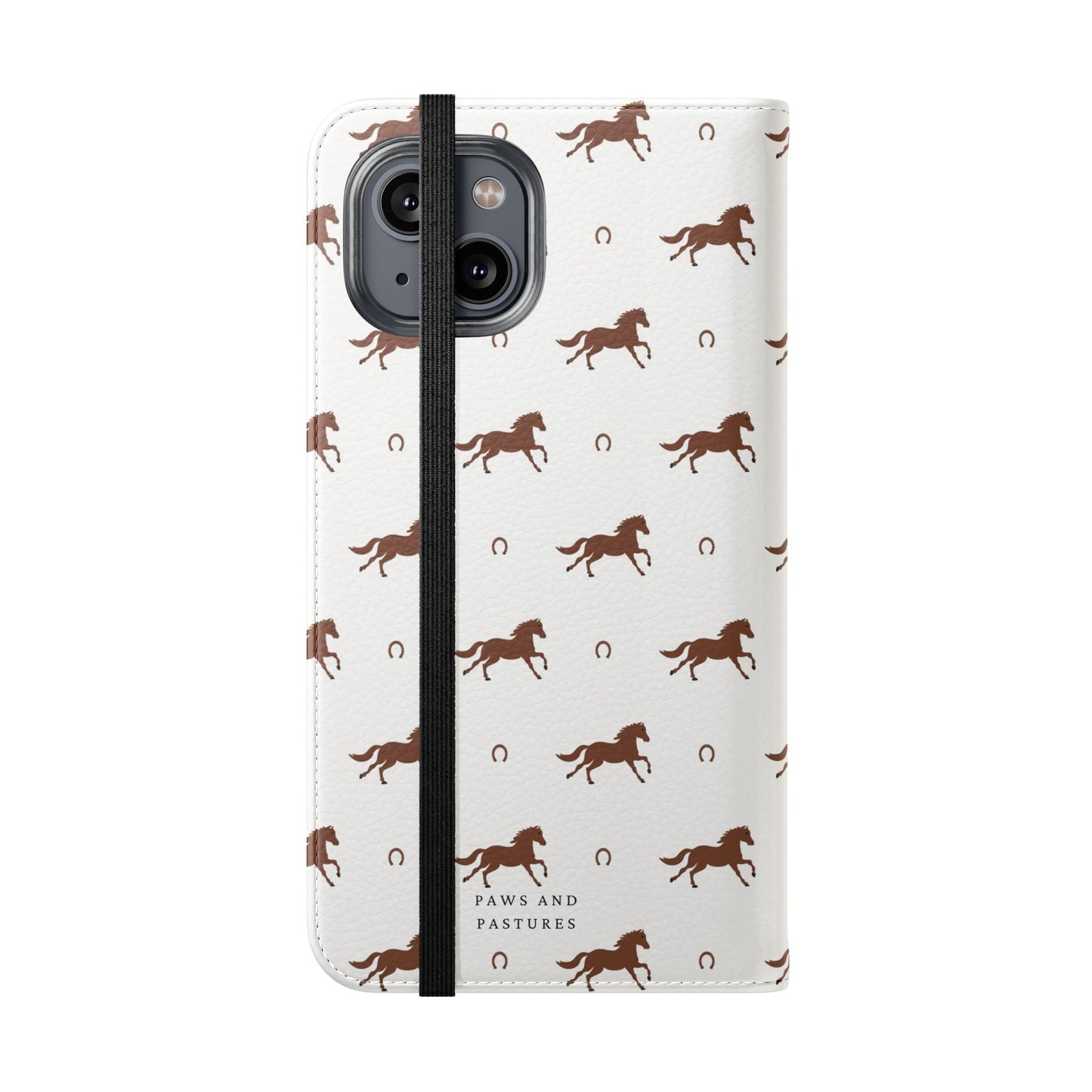 Horse Pattern Flip Case — Leather Wallet Phone Cover with Galloping Horses