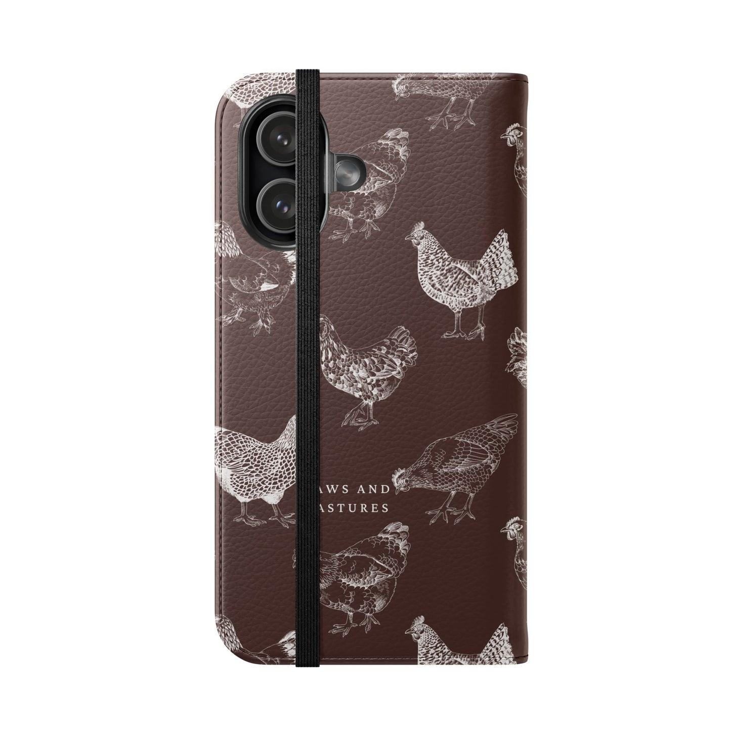 Chicken Pattern Flip Phone Case – Rustic Farmhouse Wallet Cover
