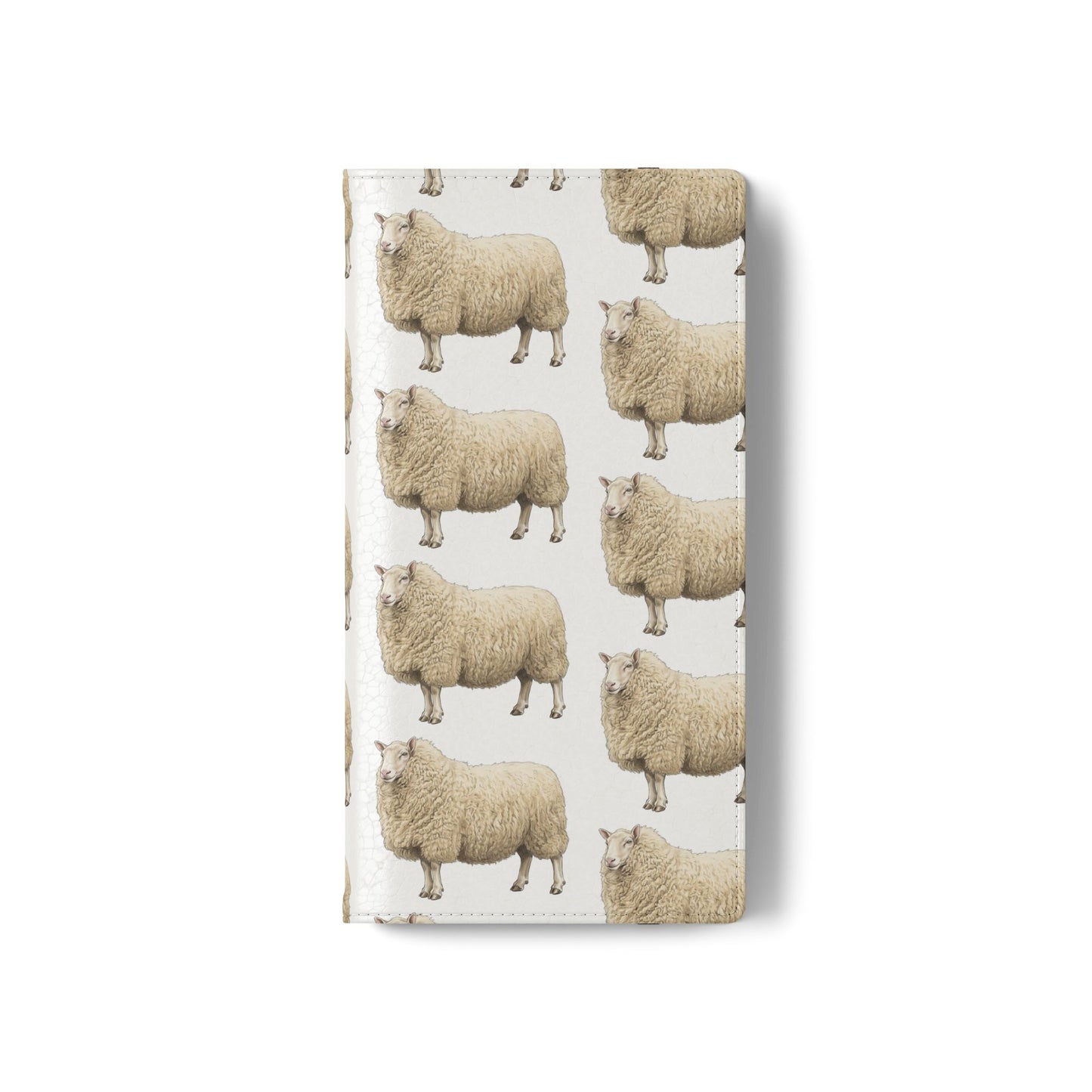 Cheviot Sheep Pattern Flip Phone Case – Cute Pastoral Wallet Cover with Card Slots