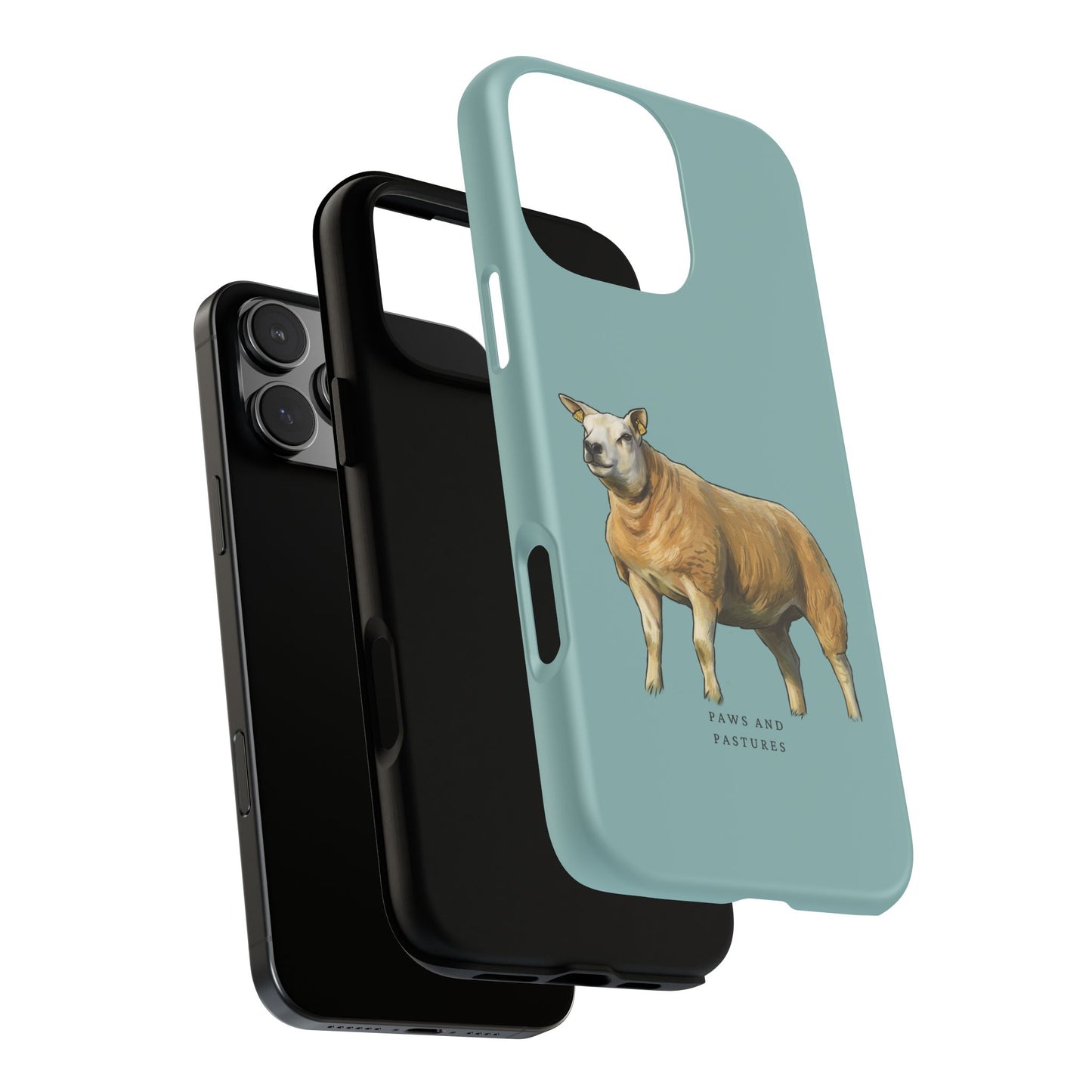 Teal Texel Sheep Illustration Phone Case — "Paws and Pastures" Protective Phone Cover