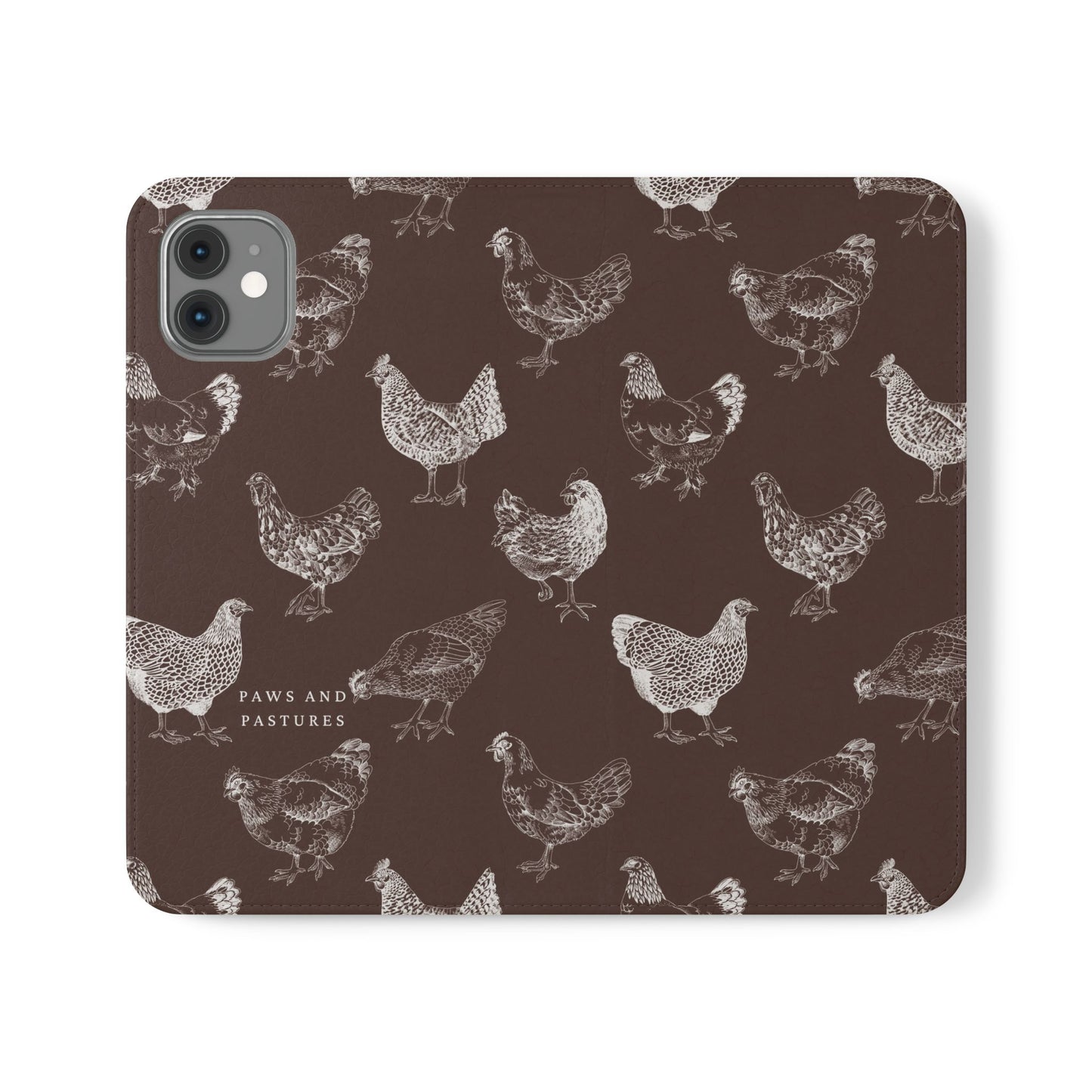 Chicken Pattern Flip Phone Case – Rustic Farmhouse Wallet Cover