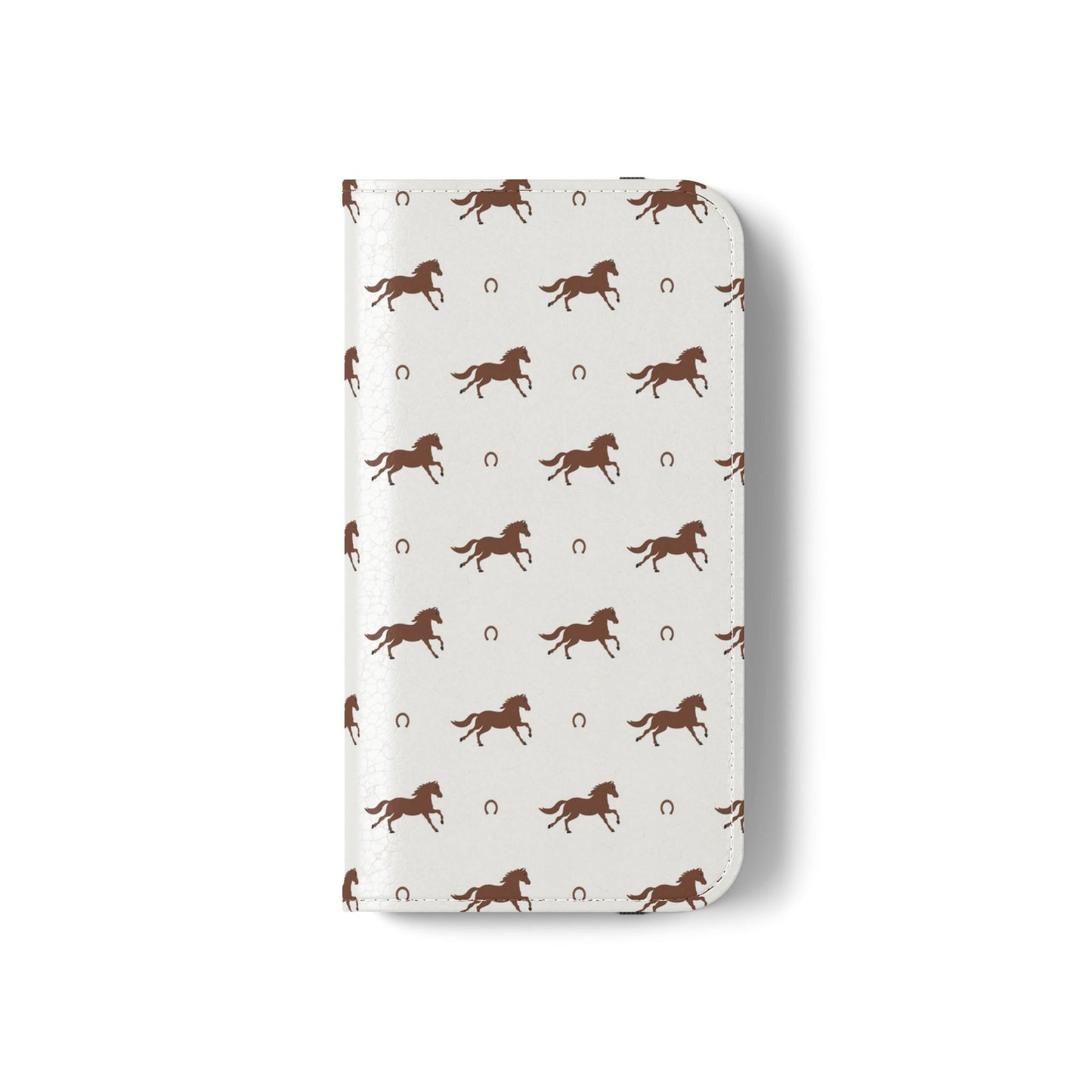 Horse Pattern Flip Case — Leather Wallet Phone Cover with Galloping Horses