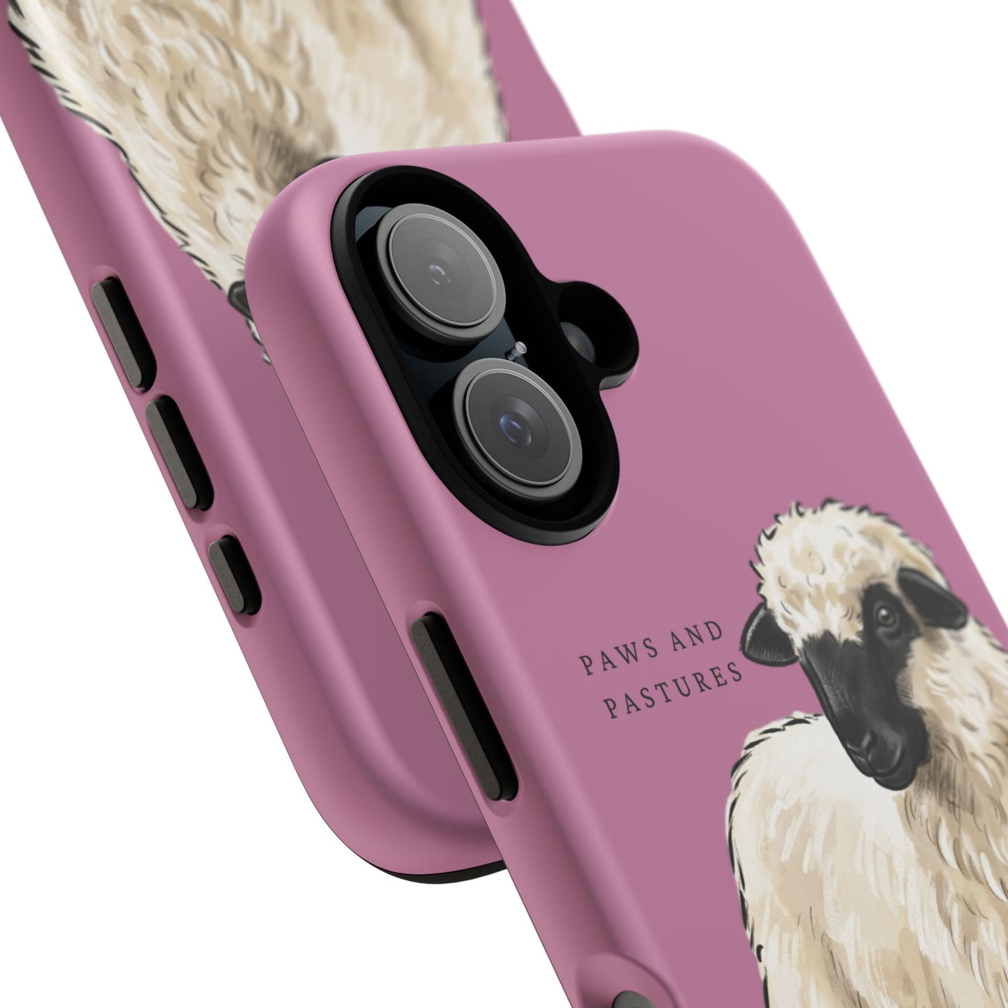 Pink Valais Blacknose Sheep Phone Case – 'Paws and Pastures' Cute Lamb Protective iPhone Cover