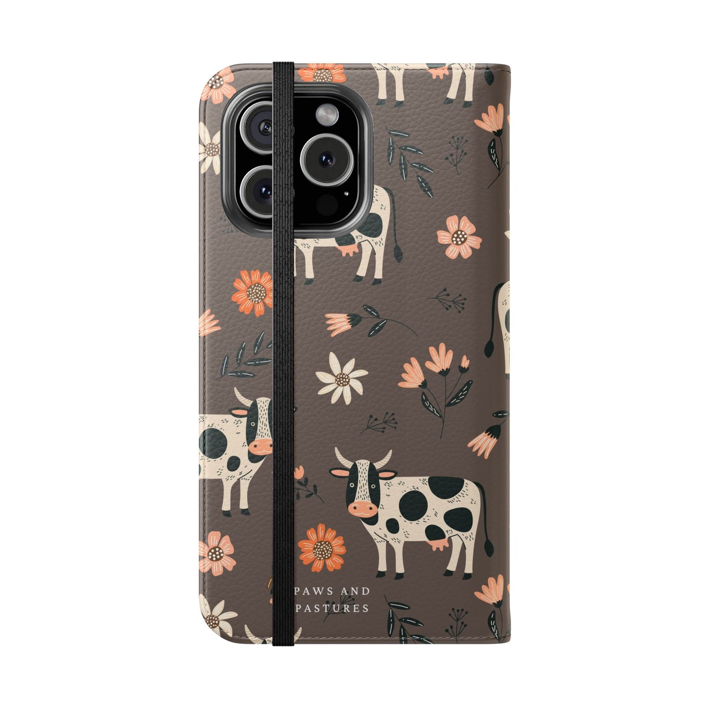 Cow Floral Flip Phone Case – Folklore Farm Pattern Wallet Case