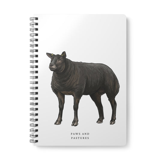 Blue Texel Sheep A5 Spiral Notebook — 'Paws and Pastures' Lined Journal