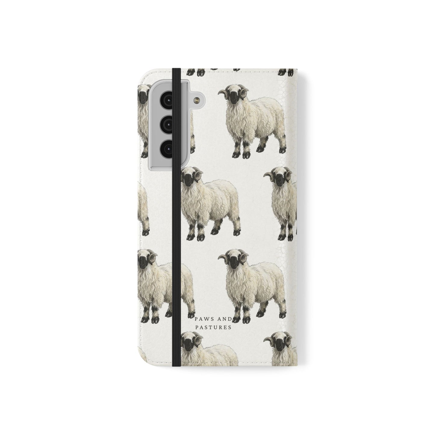 Valais Blacknose Sheep Pattern Flip Phone Case – Cute Farm Animal Wallet Cover