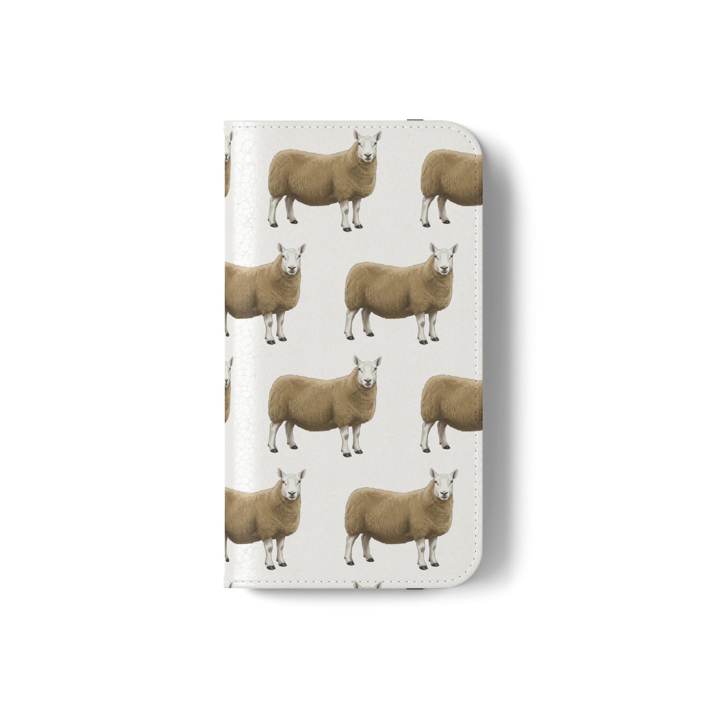 Cheviot Sheep Pattern Flip Phone Case – Cute Pastoral Wallet Cover with Card Slots