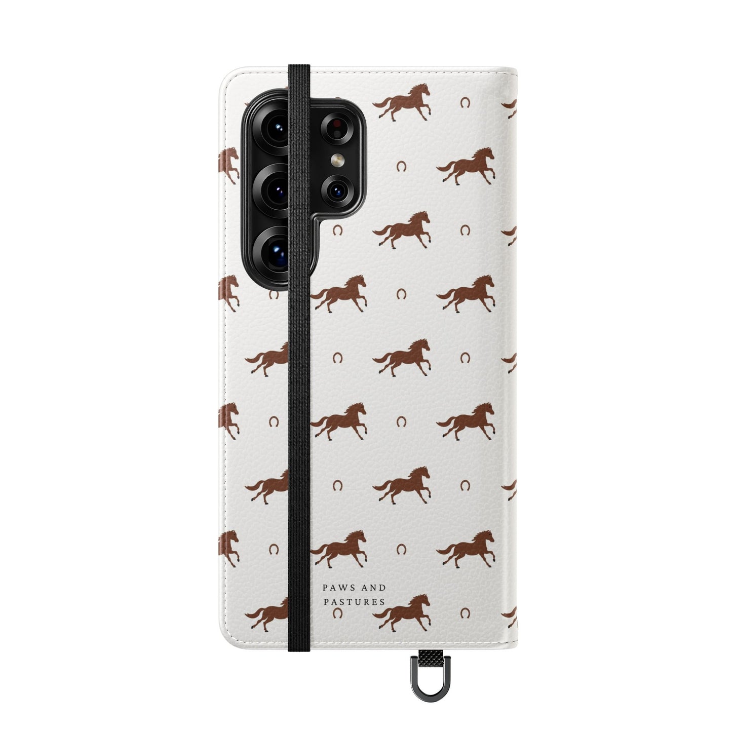 Horse Pattern Flip Case — Leather Wallet Phone Cover with Galloping Horses