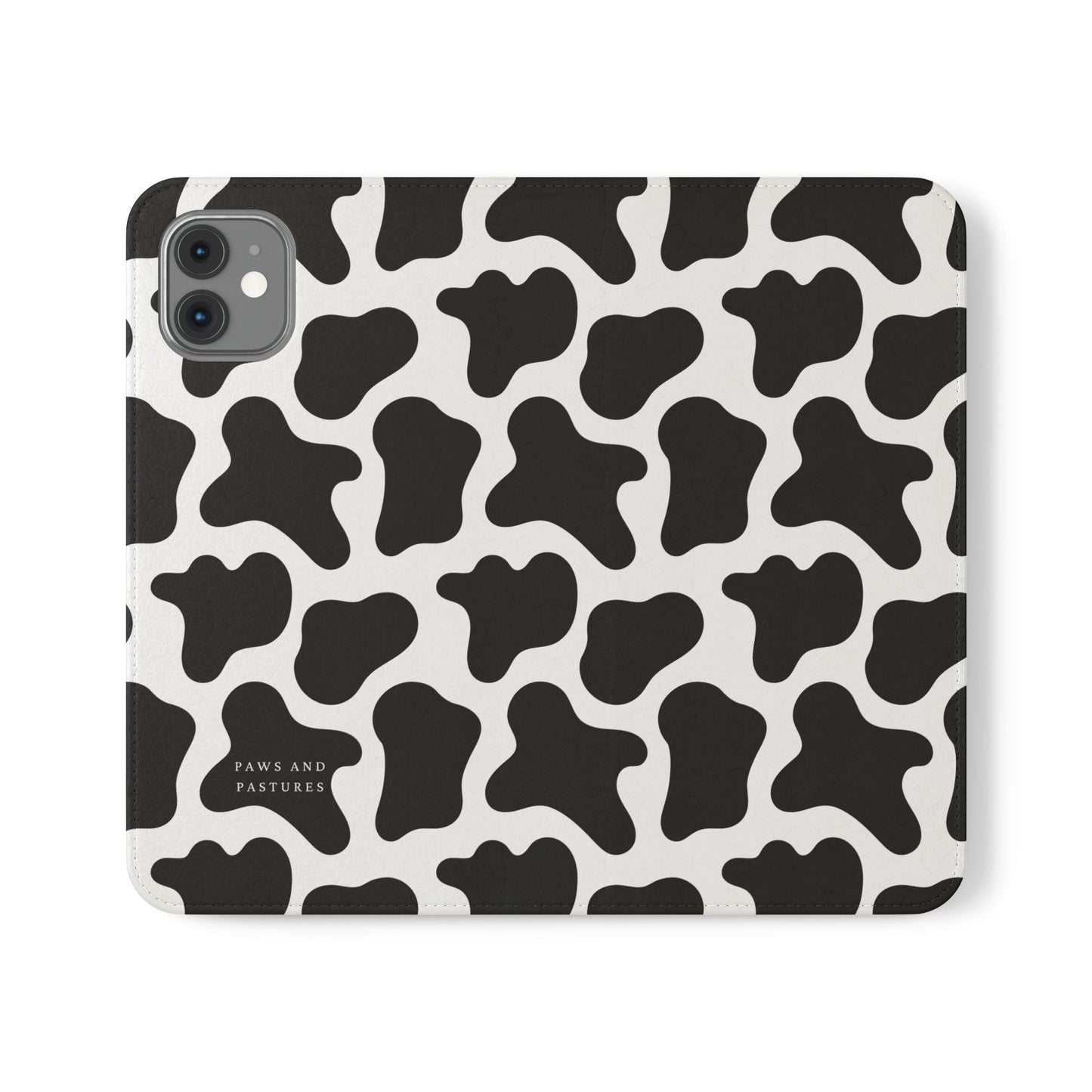 Cow Print Flip Phone Case — Black & White Wallet Flip Case