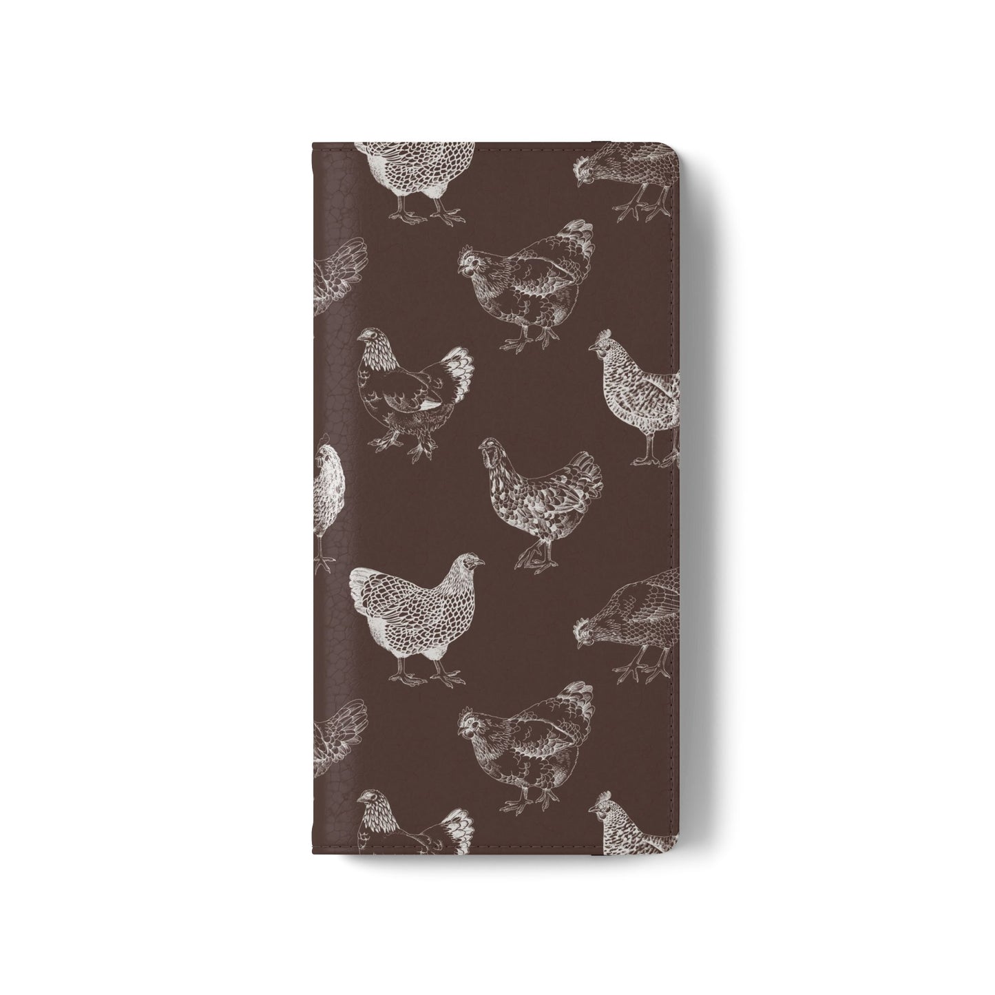 Chicken Pattern Flip Phone Case – Rustic Farmhouse Wallet Cover