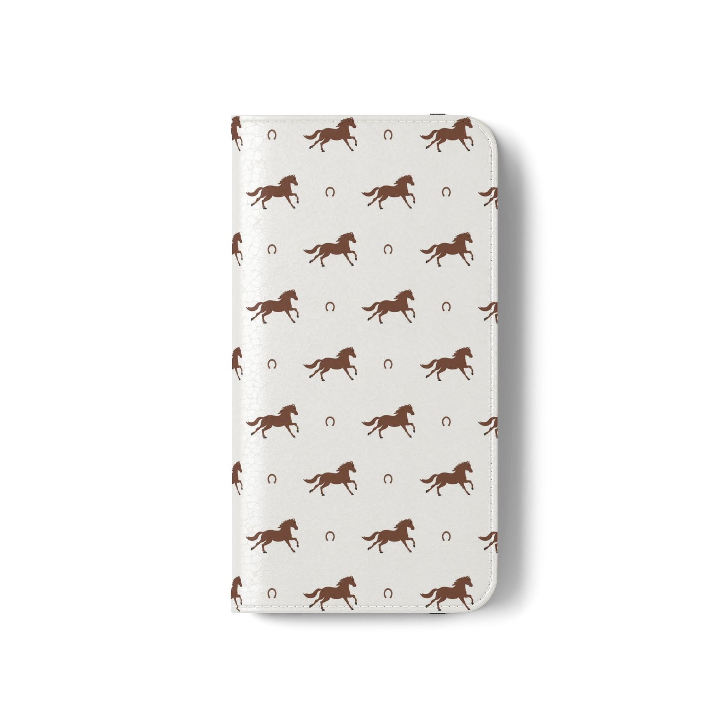 Horse Pattern Flip Case — Leather Wallet Phone Cover with Galloping Horses
