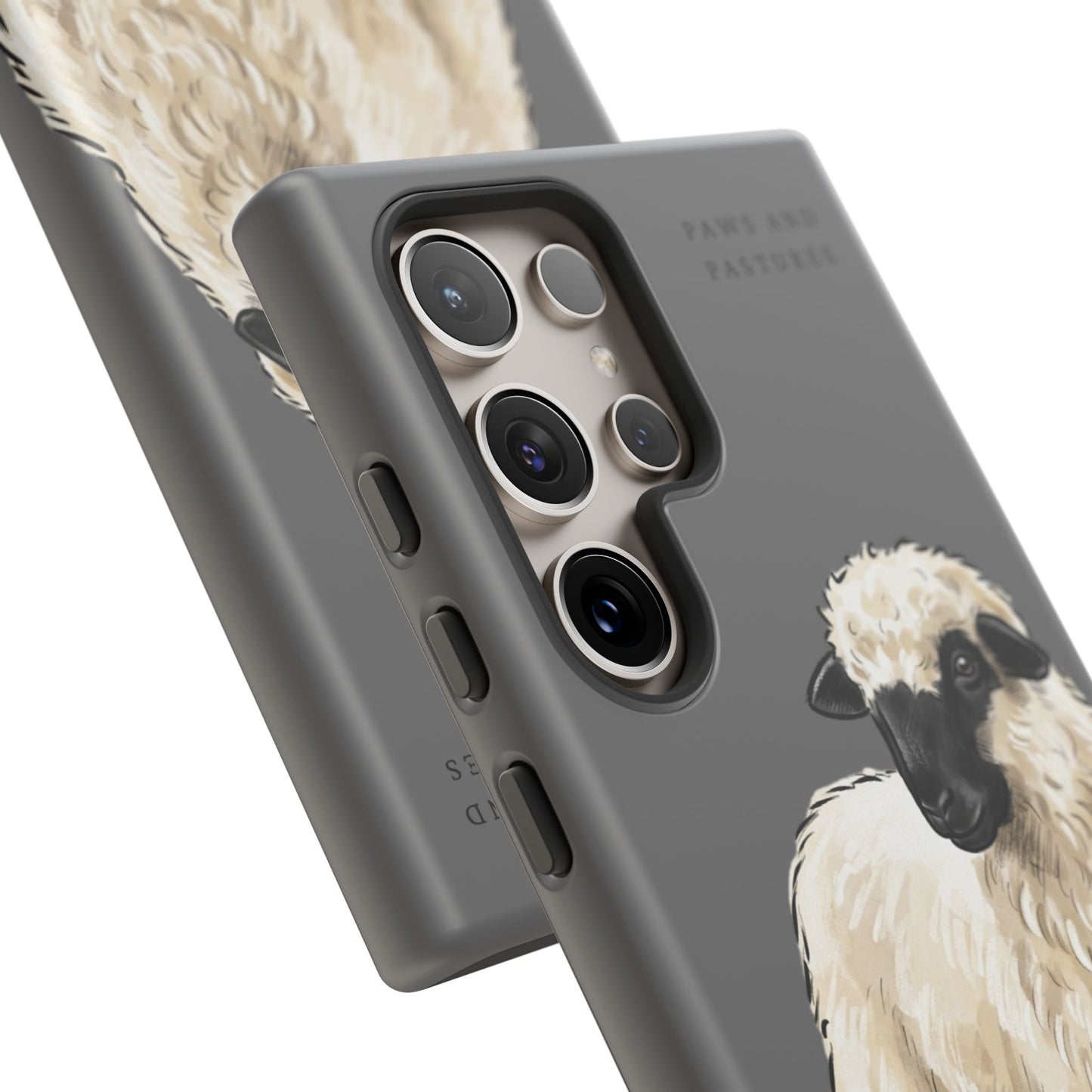 Grey Valais Blacknose Sheep Phone Case – 'Paws and Pastures' Cute Lamb Protective iPhone Cover
