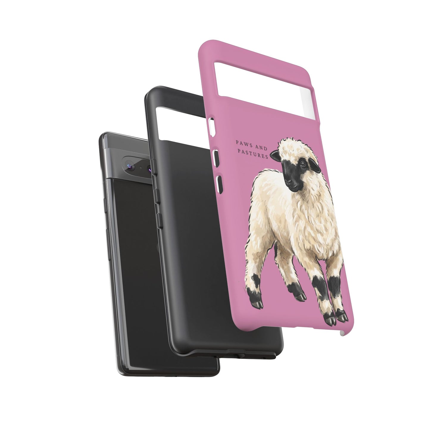 Pink Valais Blacknose Sheep Phone Case – 'Paws and Pastures' Cute Lamb Protective iPhone Cover