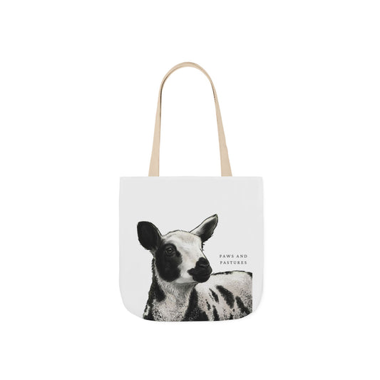 Dutch Spotted Sheep Canvas Tote — Farm and Pastoral Black & White Calf Print