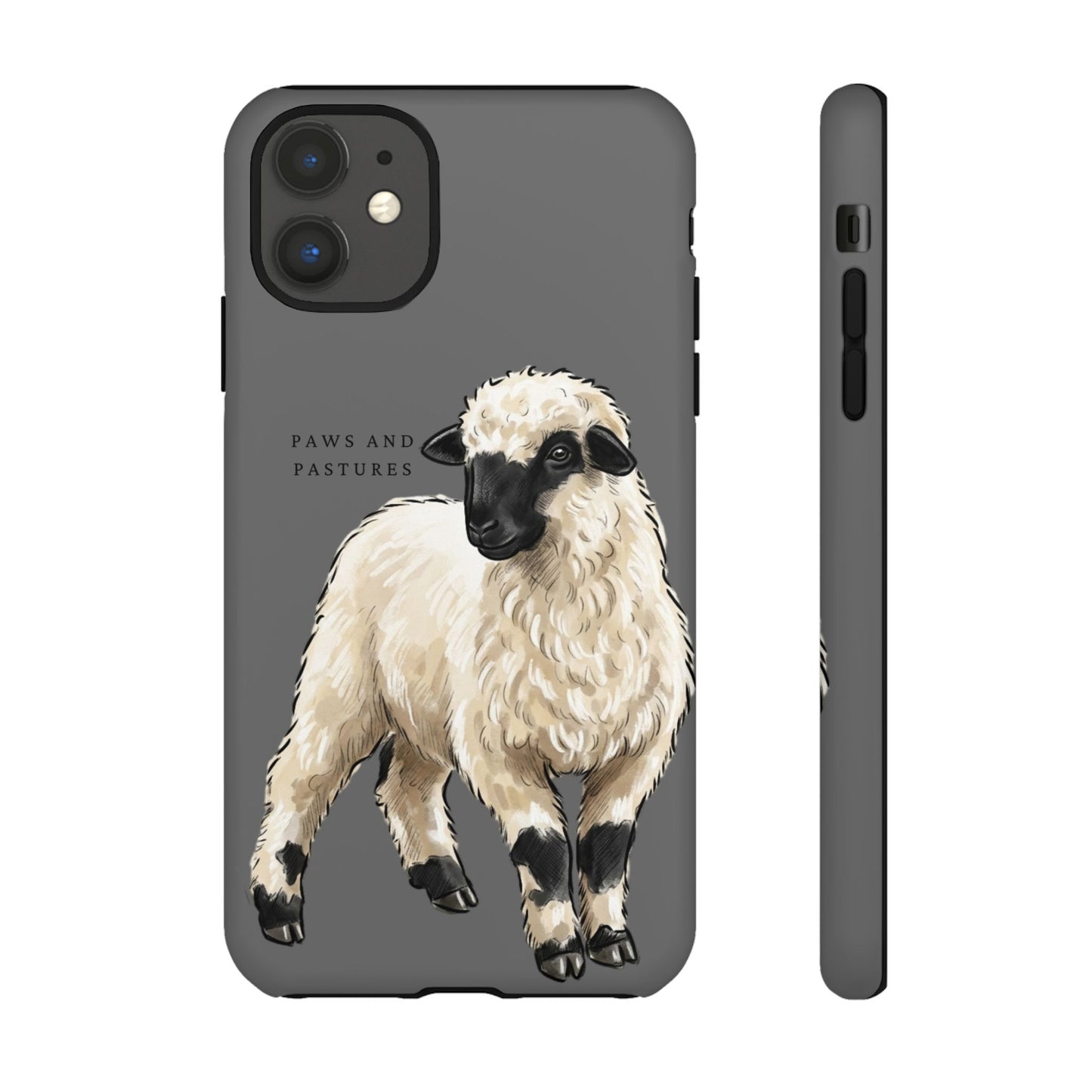Grey Valais Blacknose Sheep Phone Case – 'Paws and Pastures' Cute Lamb Protective iPhone Cover