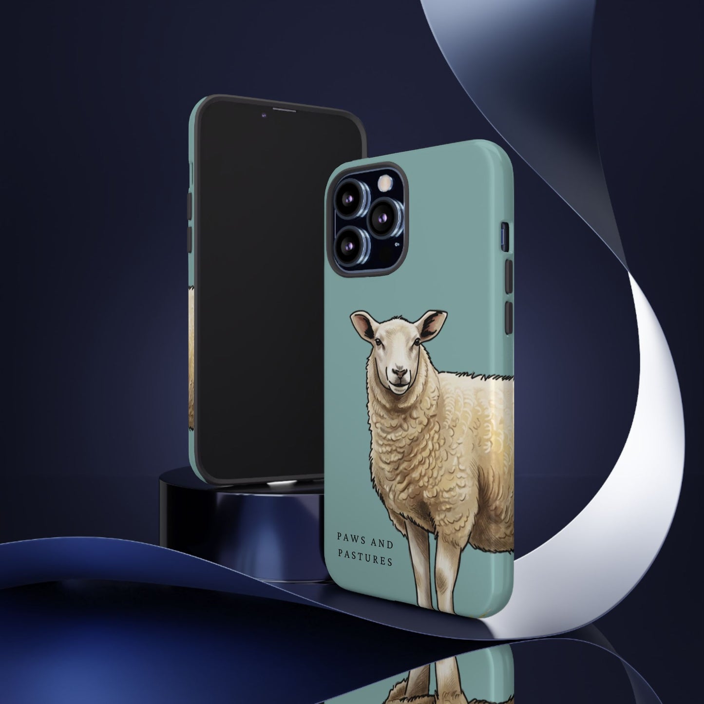 Teal Sheep Illustration Tough Phone Case