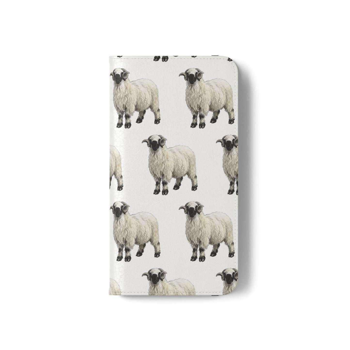 Valais Blacknose Sheep Pattern Flip Phone Case – Cute Farm Animal Wallet Cover