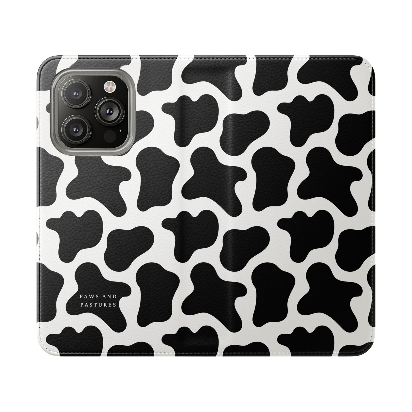 Cow Print Flip Phone Case — Black & White Wallet Flip Case
